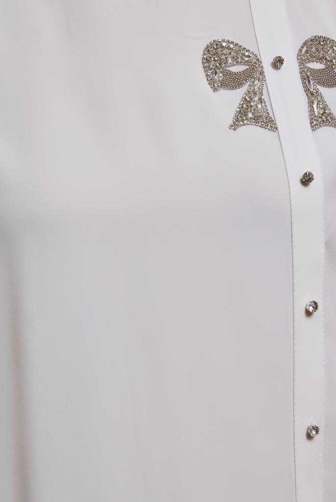 Vêtements hijab BLANC TUNIQUE AVEC DÉTAIL GEMME 44492 - ALVİNA