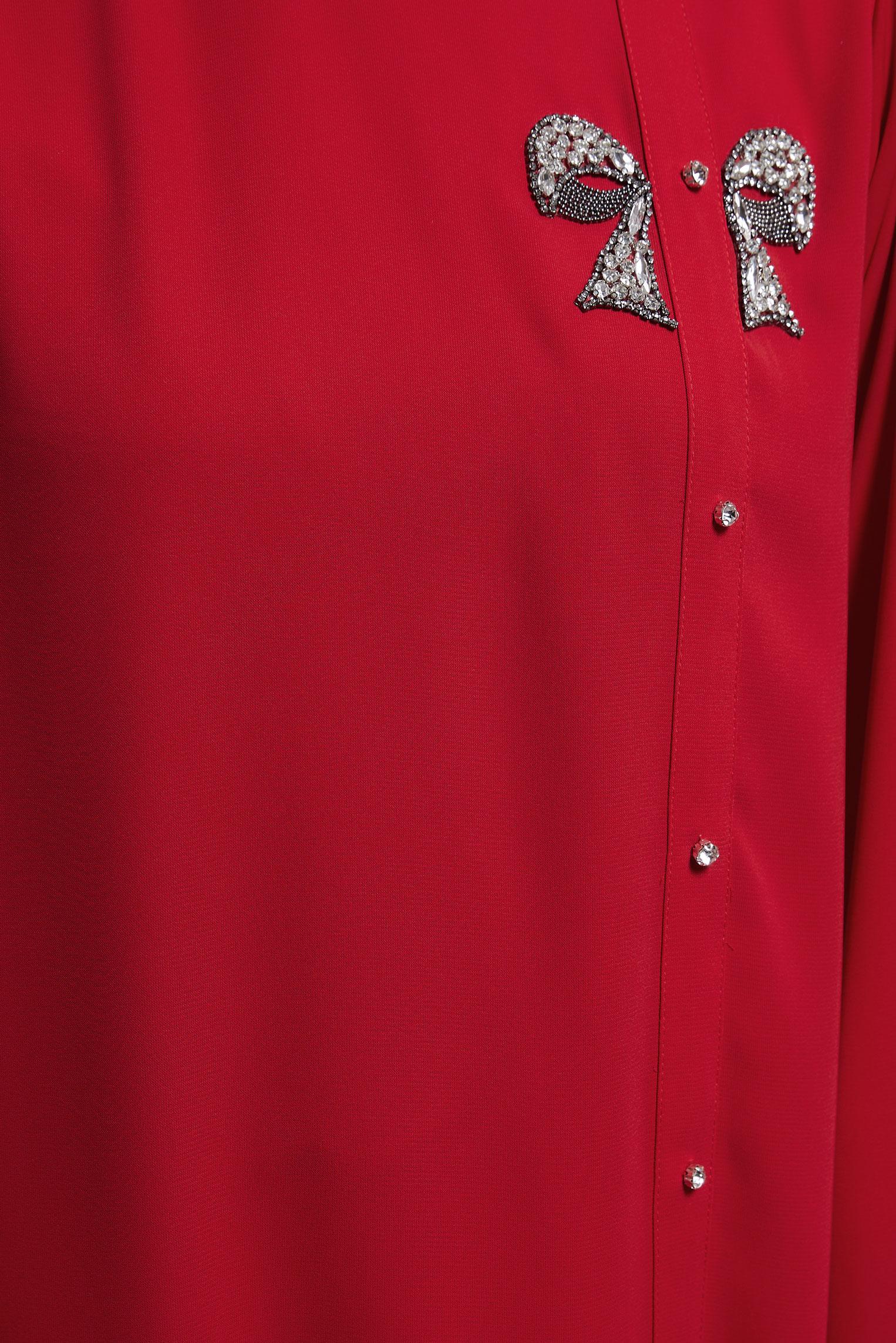 Tesettür giyim KIRMIZI TAŞ DETAYLI TUNİK 44492