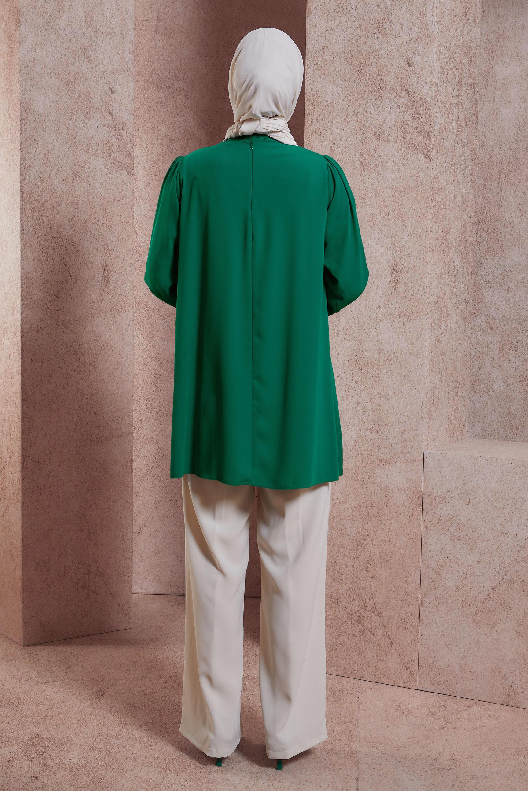 Tesettür giyim YEŞİL TAŞ DETAYLI TUNİK 44492