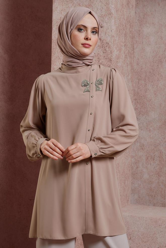 Tesettür giyim  TAŞ DETAYLI TUNİK 44492 - ALVİNA