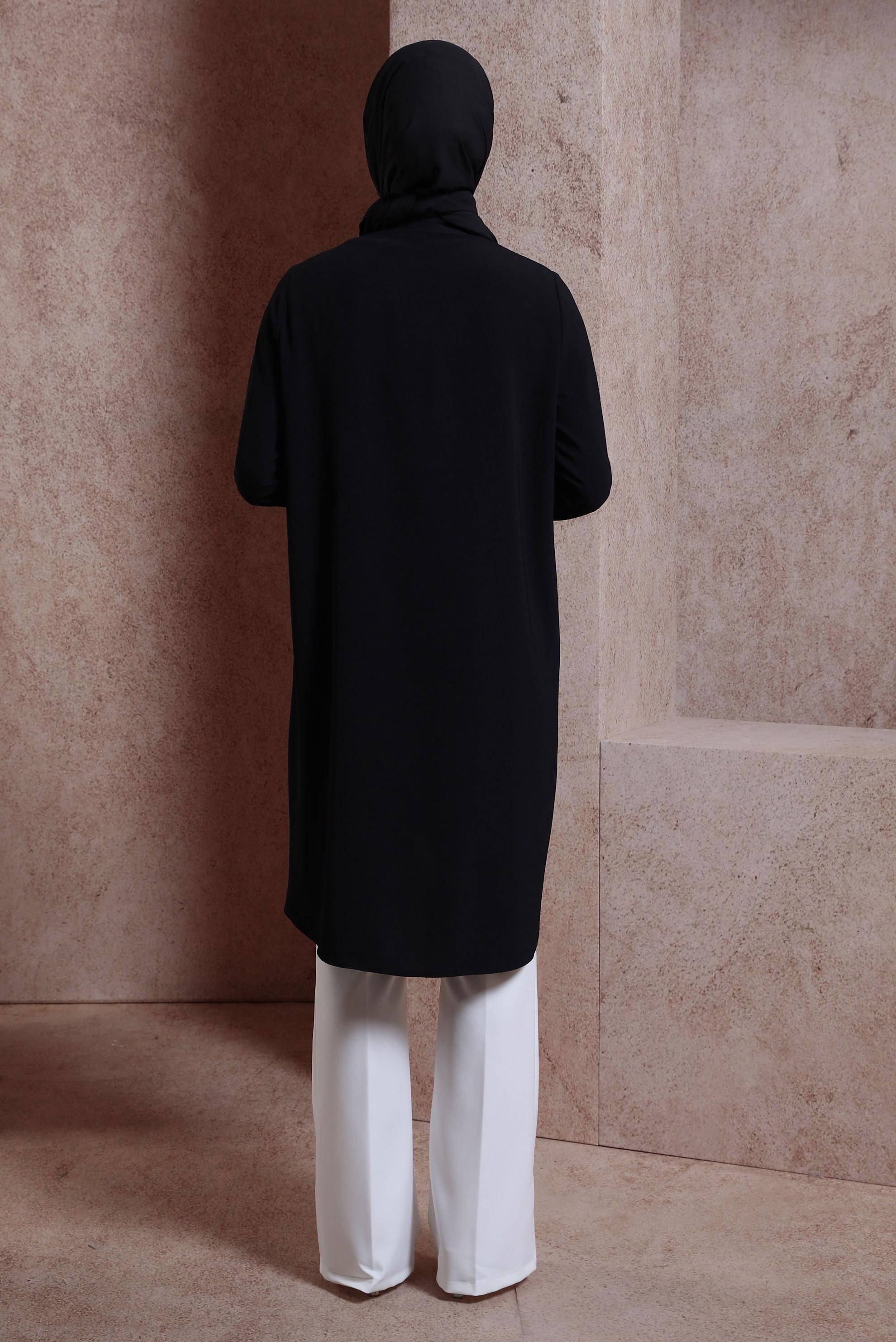 Tesettür giyim SİYAH TAŞ DETAYLI TUNİK 44493