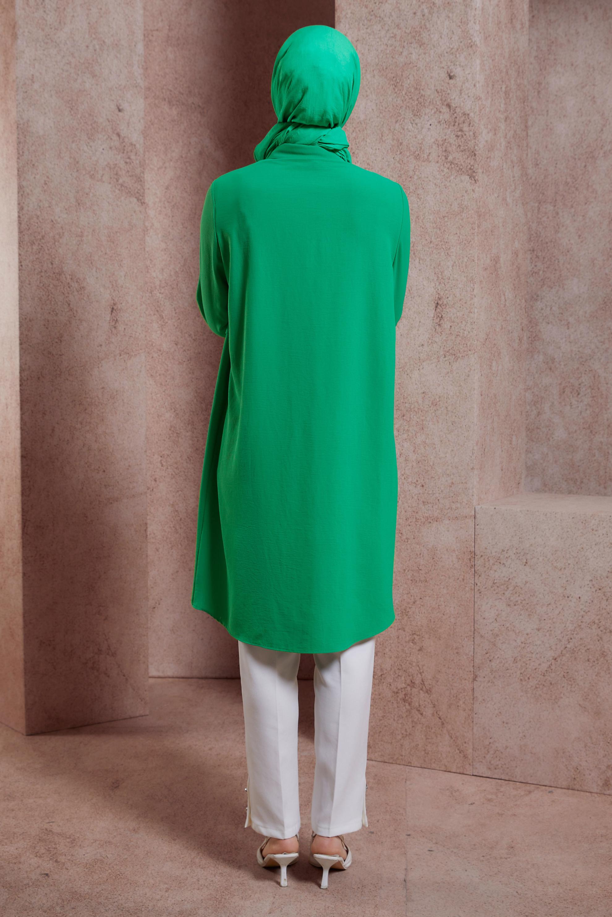 Tesettür giyim YEŞİL TAŞ DETAYLI TUNİK 44493