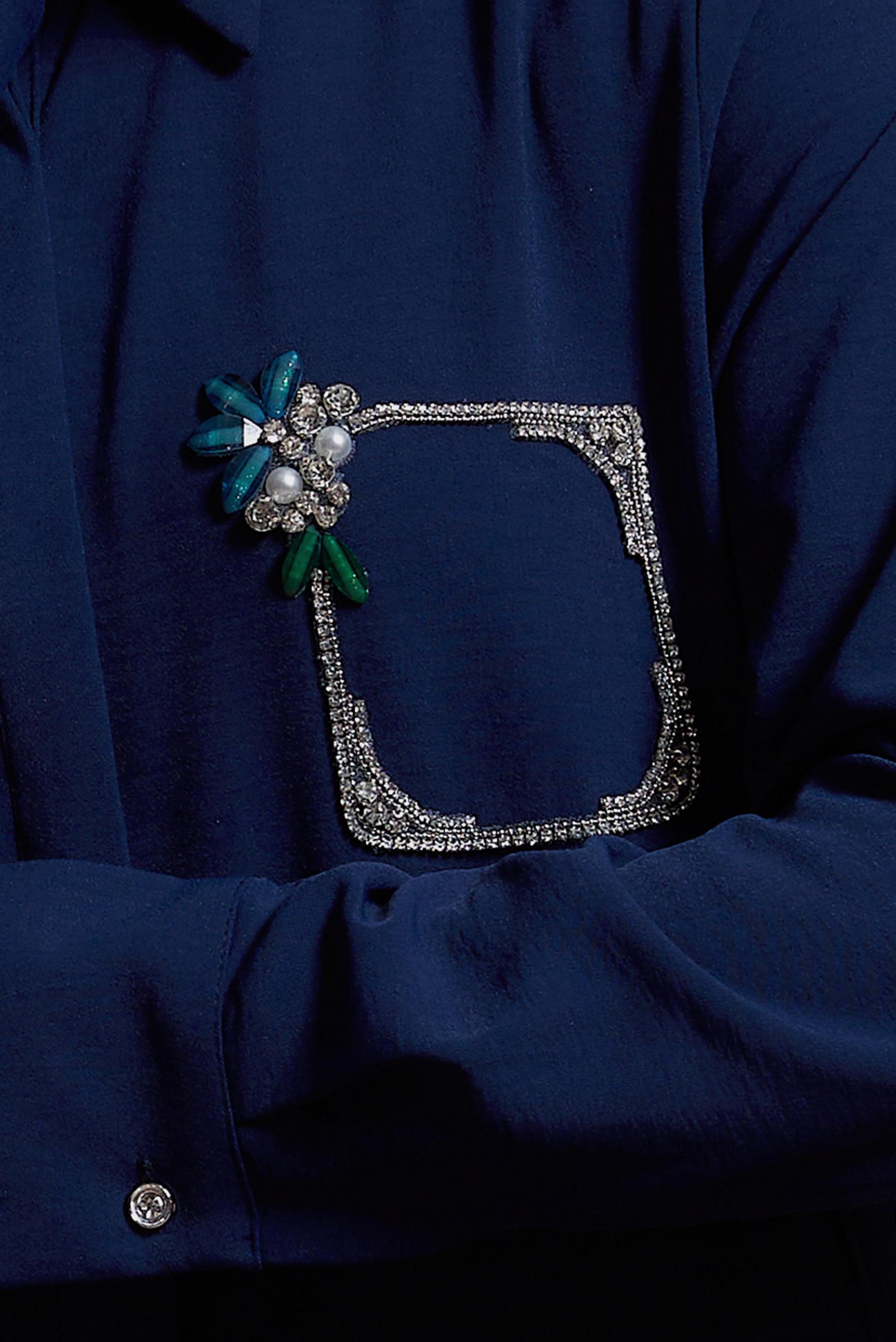 Tesettür giyim LACİVERT TAŞ DETAYLI TUNİK 44493