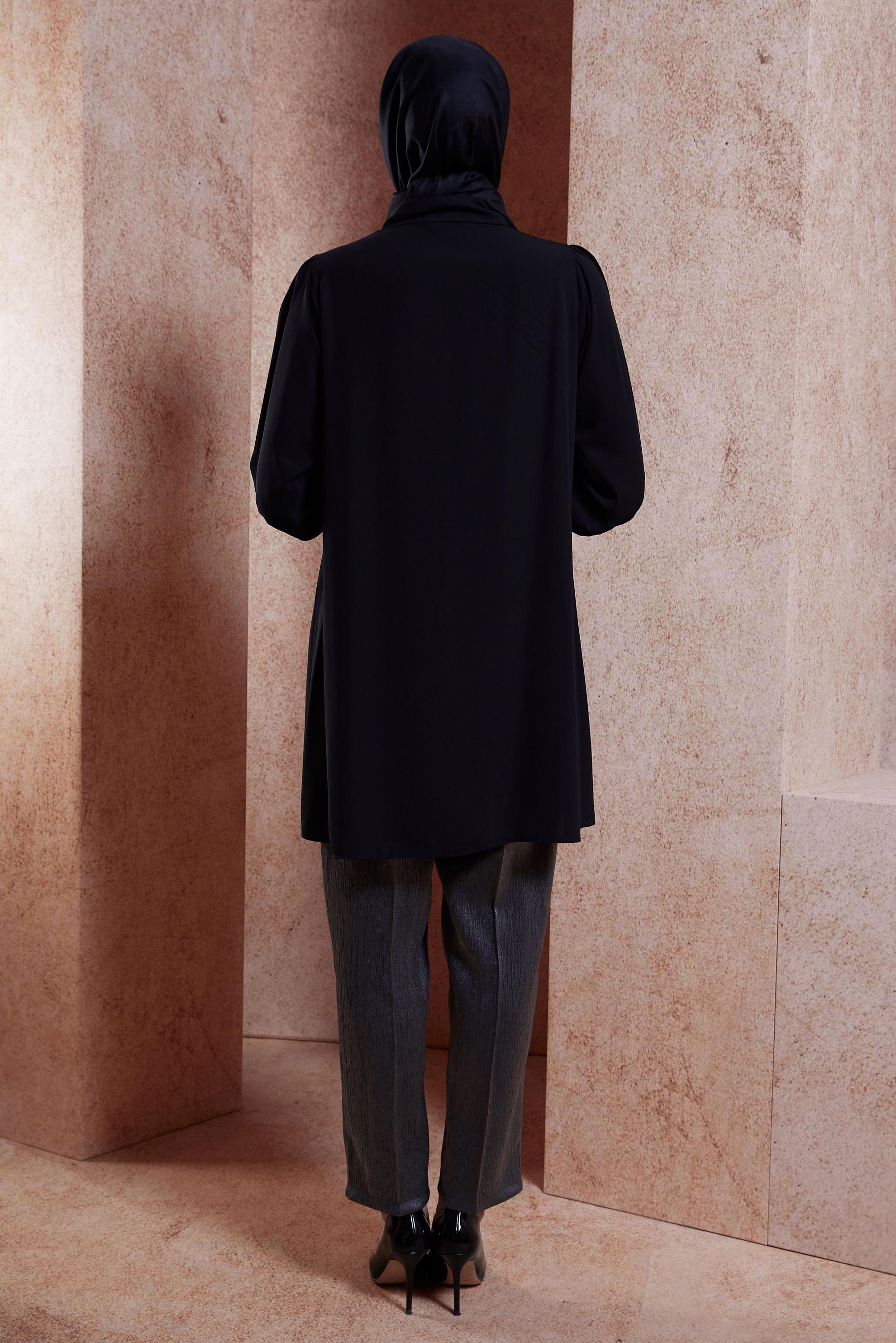 Tesettür giyim SİYAH TAŞ DETAYLI TESETTÜR TUNİK 44494