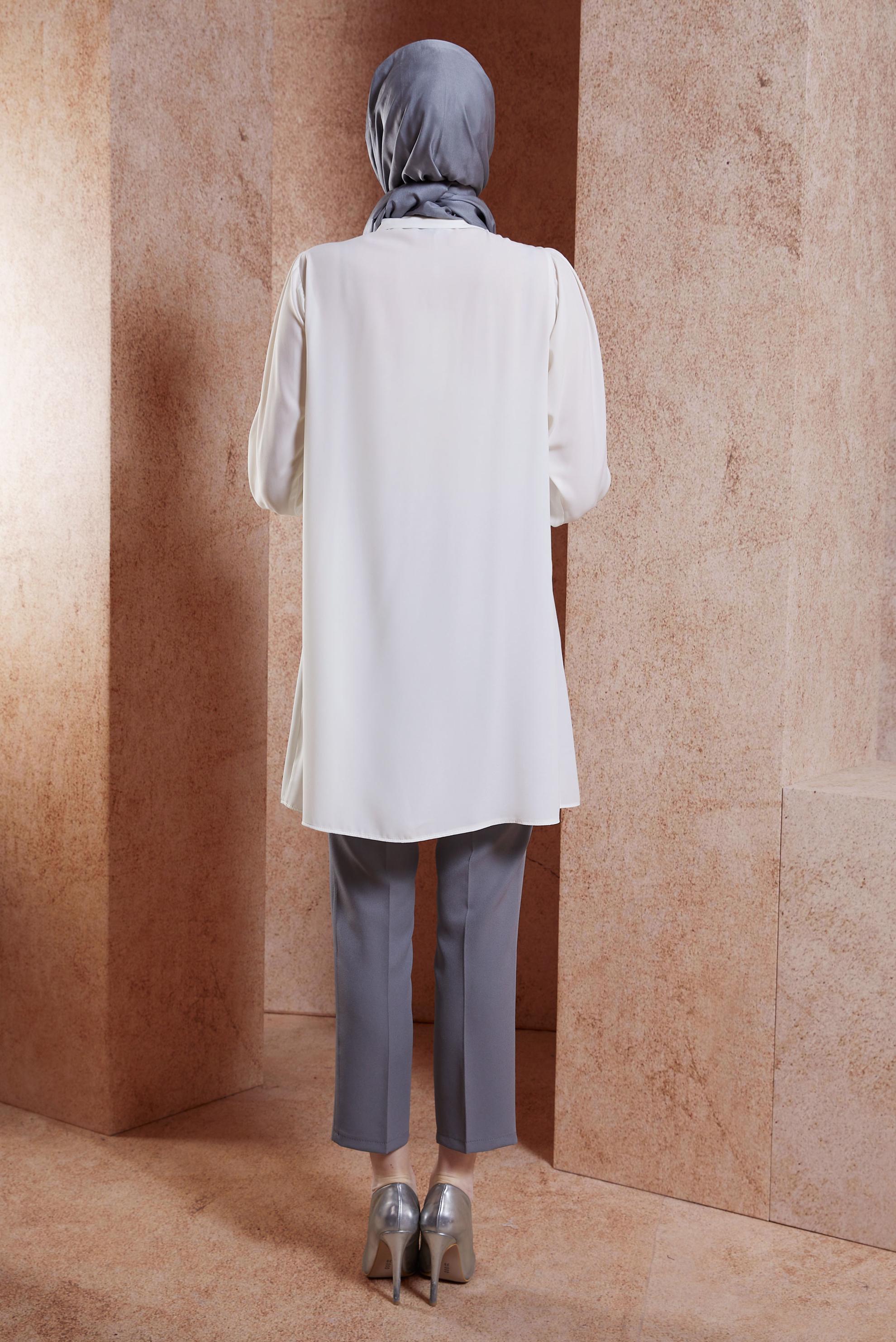 Tesettür giyim BEYAZ TAŞ DETAYLI TESETTÜR TUNİK 44494