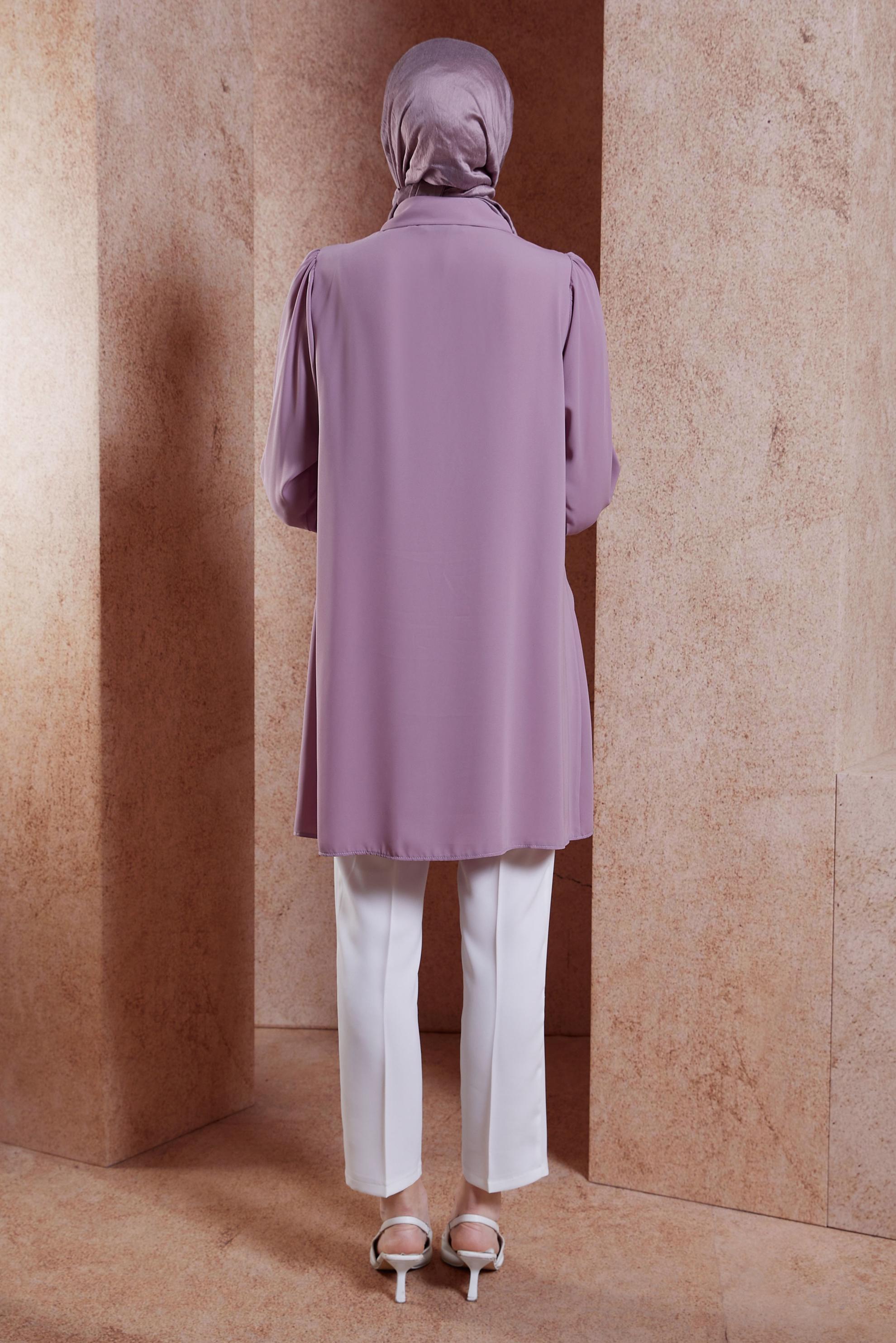 Tesettür giyim MOR TAŞ DETAYLI TESETTÜR TUNİK 44494