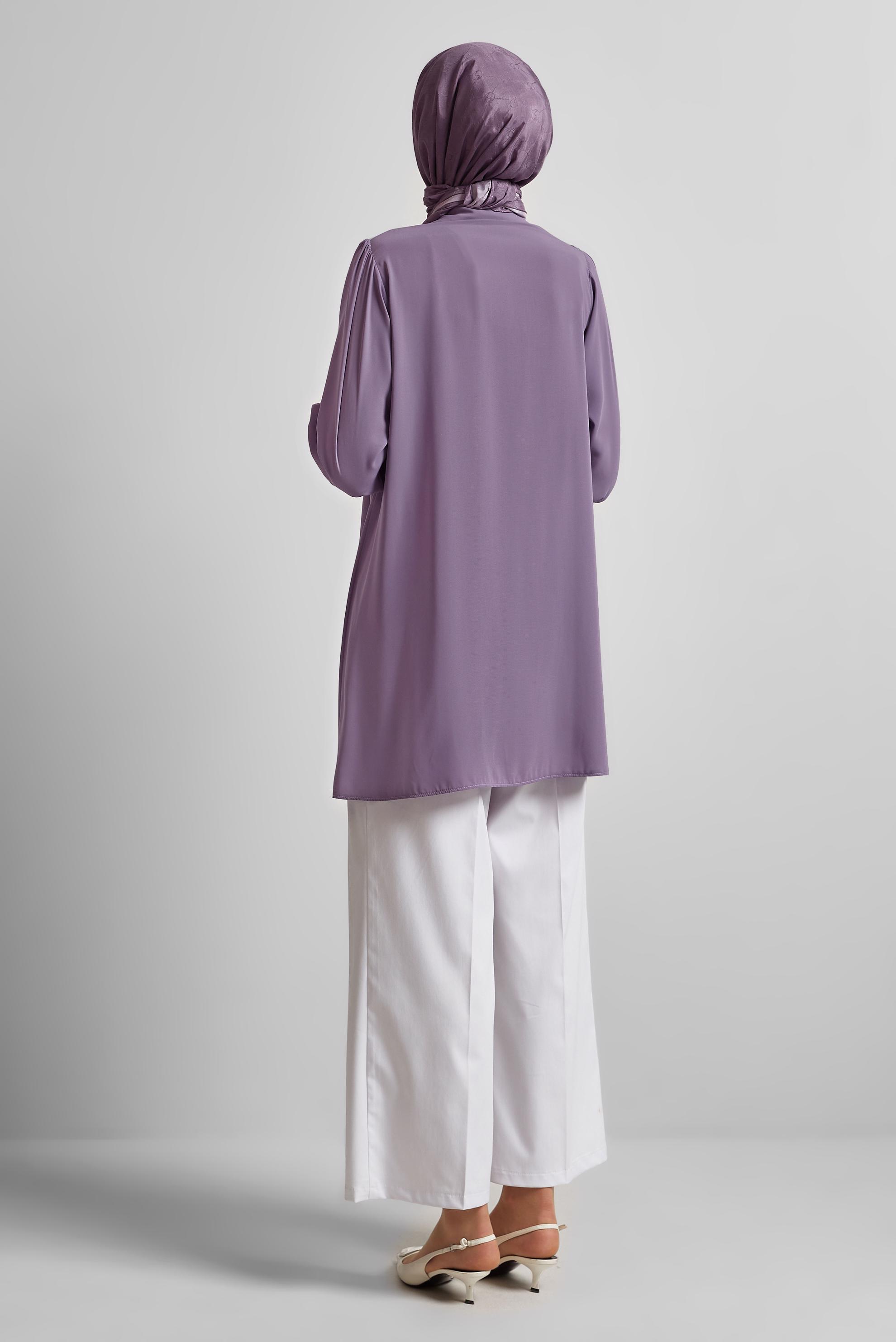 Tesettür giyim MOR TAŞ DETAYLI TESETTÜR TUNİK 44494