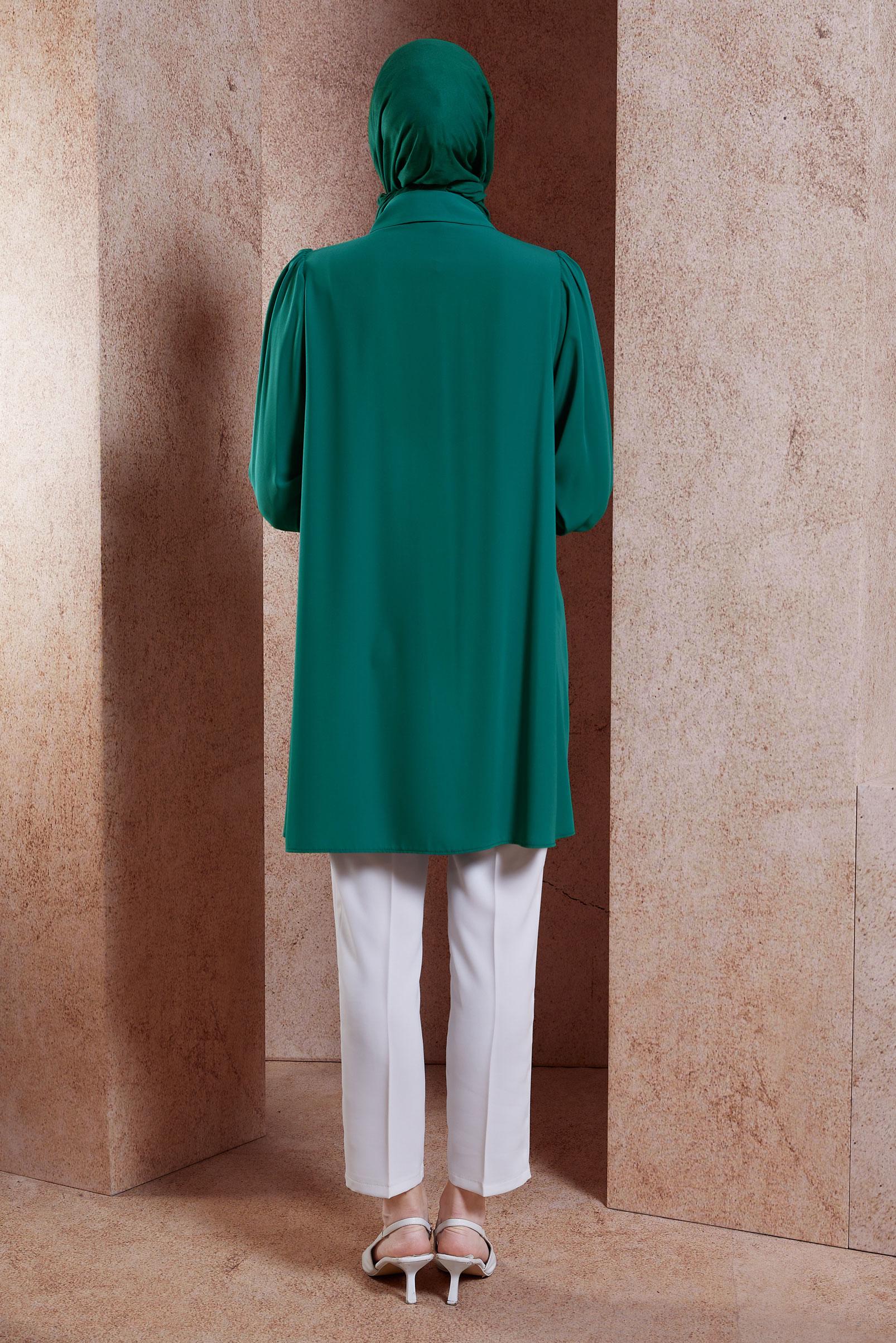 Tesettür giyim YEŞİL TAŞ DETAYLI TESETTÜR TUNİK 44494