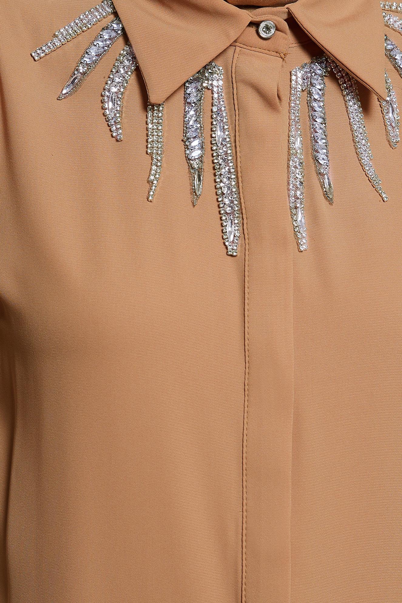 Tesettür giyim KAHVE TAŞ DETAYLI TESETTÜR TUNİK 44494