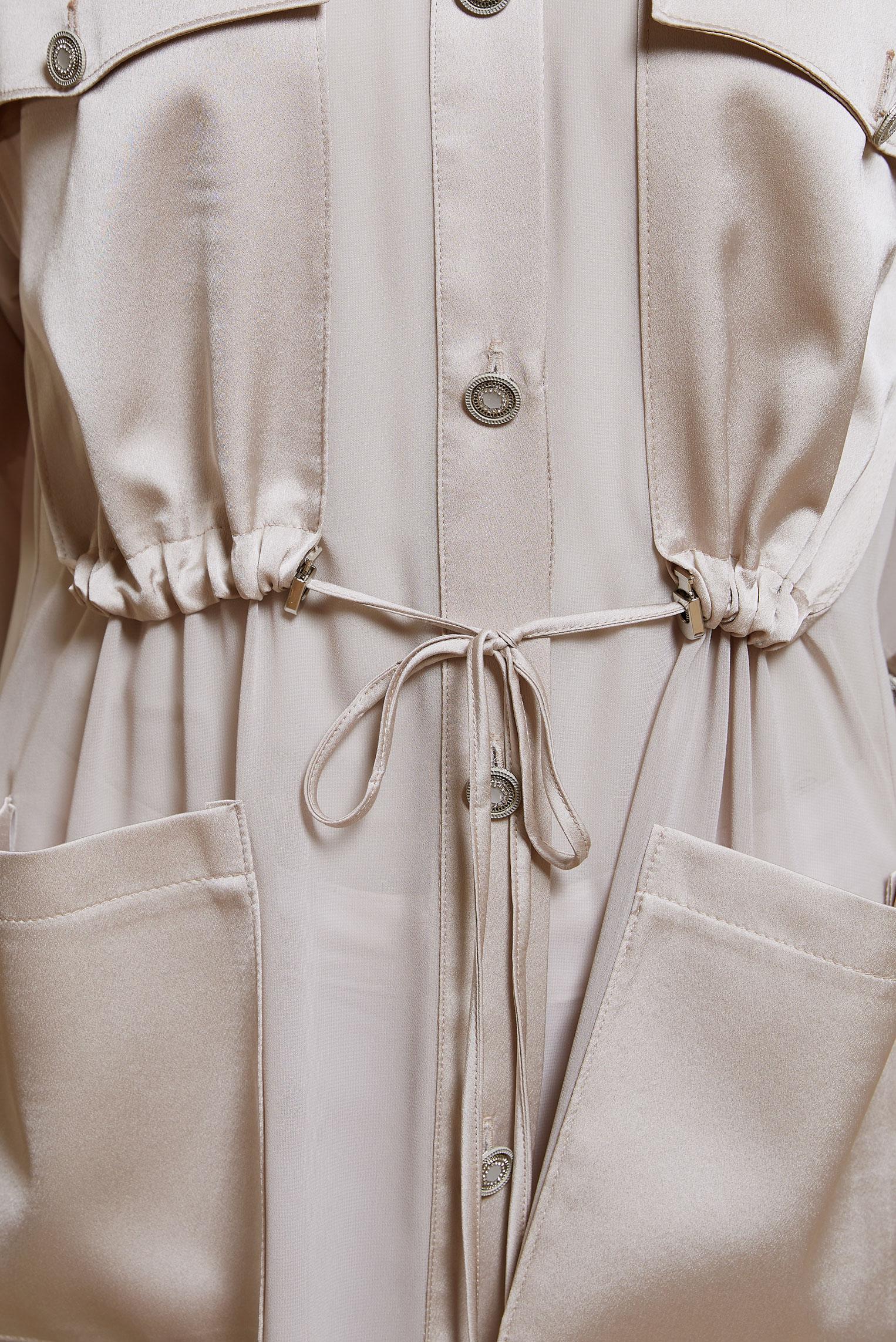 Tesettür giyim BEJ SATEN DETAYLI ŞİFON TUNİK 44498