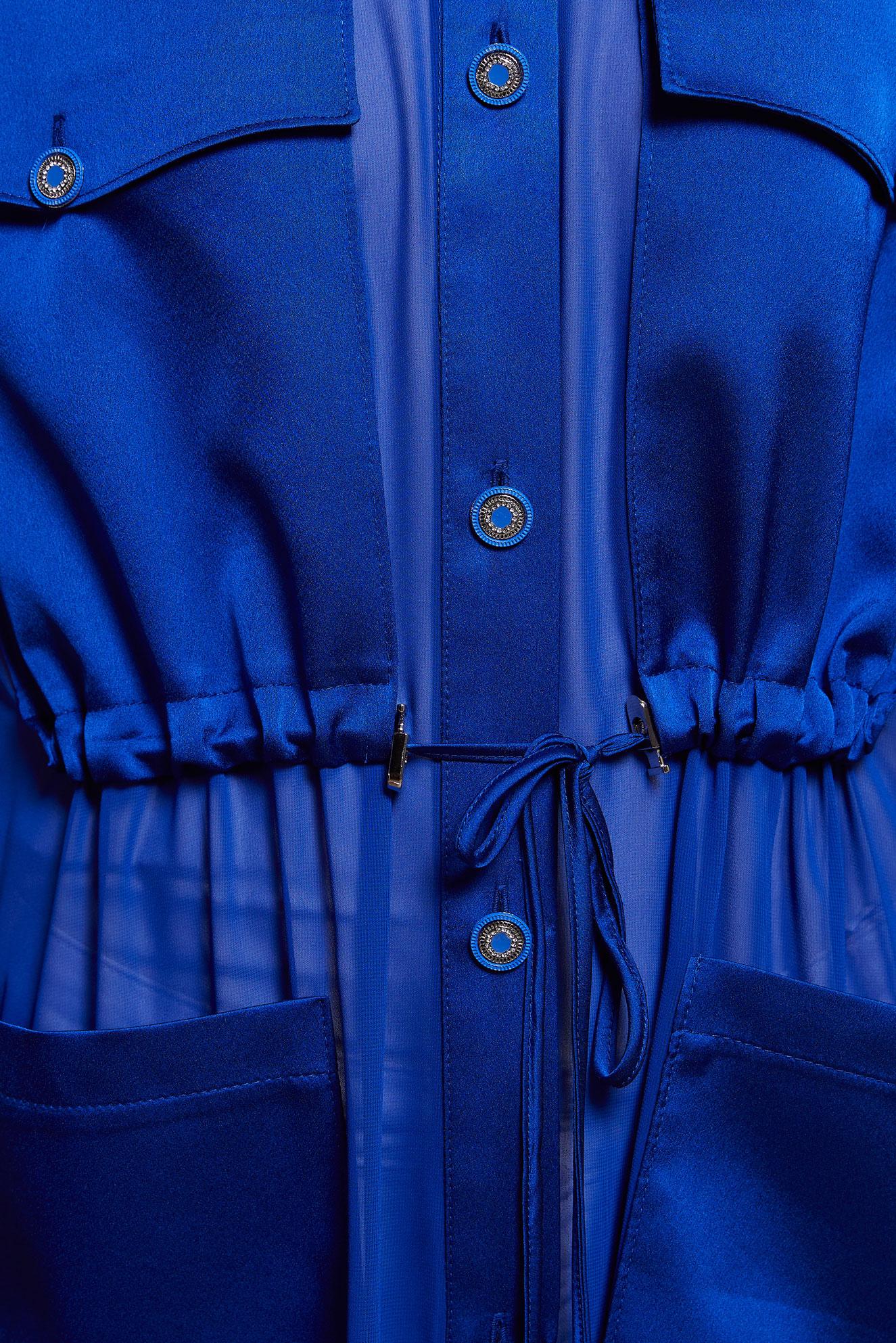 Tesettür giyim LACİVERT SATEN DETAYLI ŞİFON TUNİK 44498