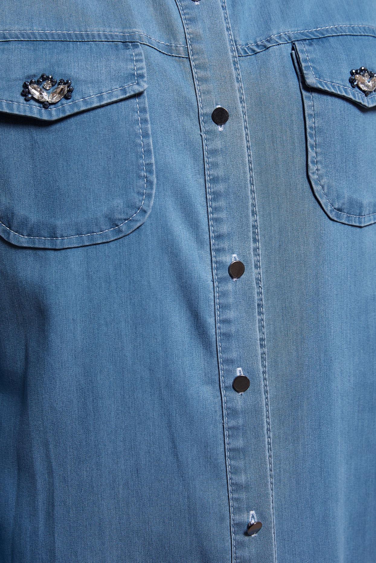 Tesettür giyim MAVİ GÖMLEK YAKA TUNİK 44522