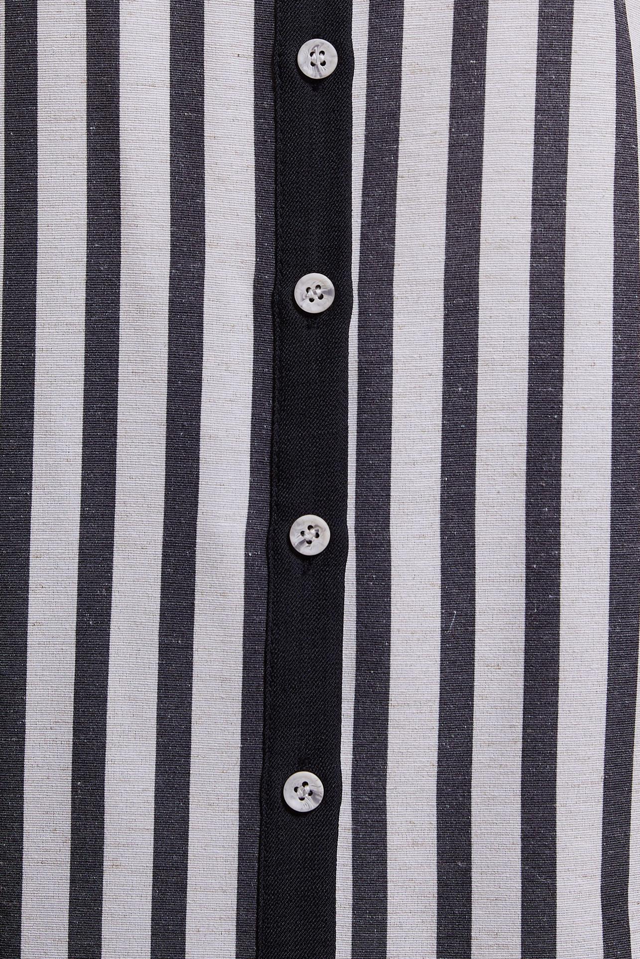 Tesettür giyim SİYAH ÇİZGİLİ KETEN DOKULU TUNİK 44540