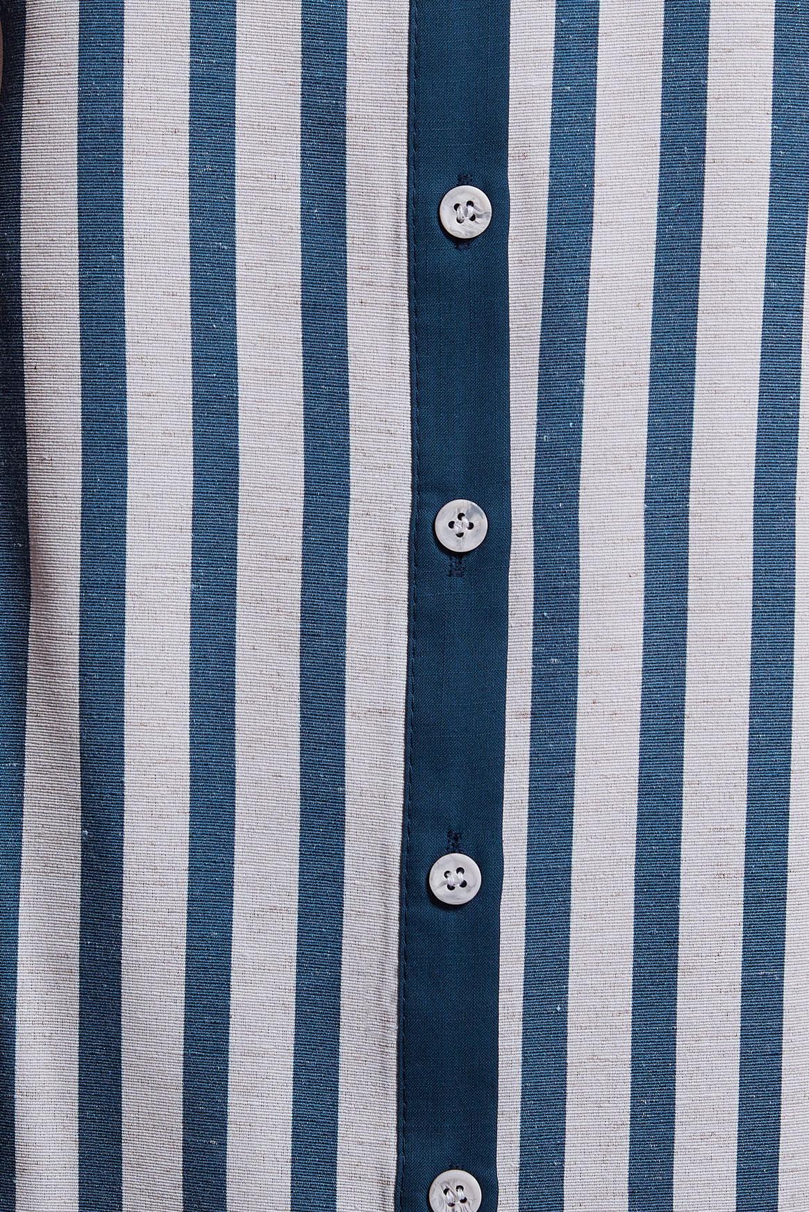 Tesettür giyim LACİVERT ÇİZGİLİ KETEN DOKULU TUNİK 44540