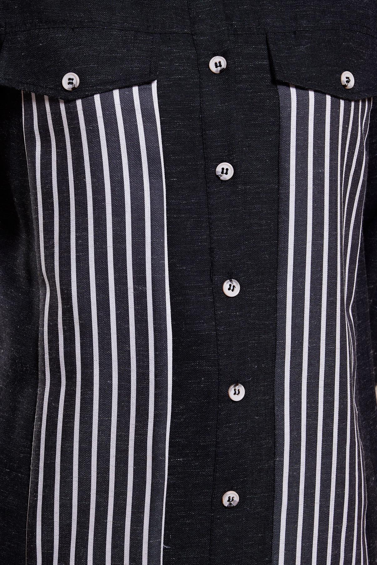 Tesettür giyim SİYAH ÇİZGİLİ KETEN EFEKTLİ TUNİK 44541