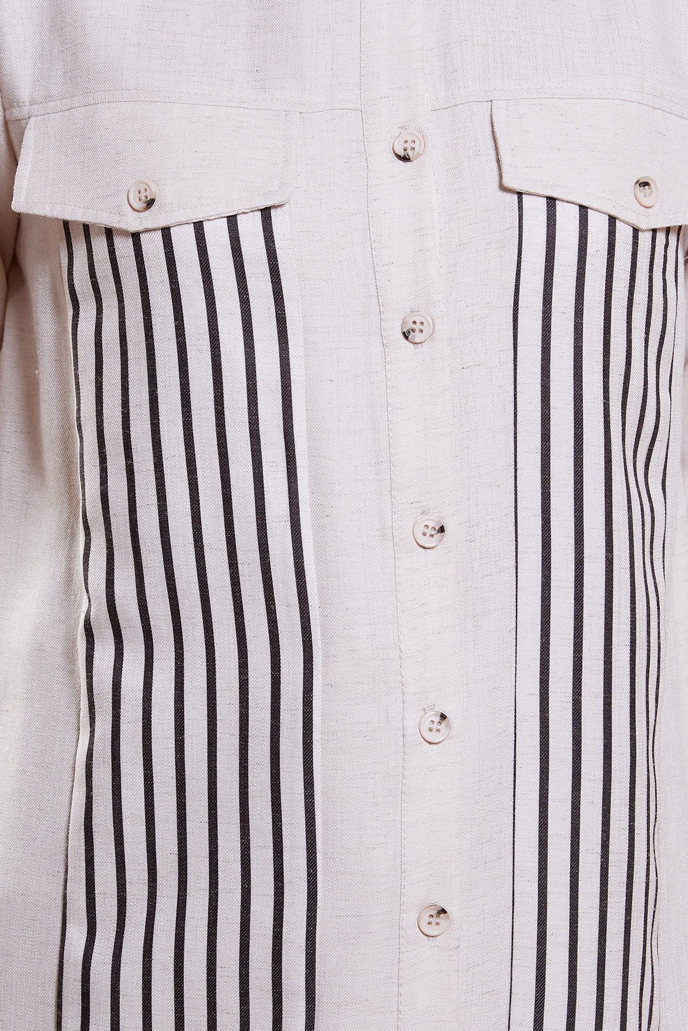 Vêtements hijab BEIGE TUNIQUE TEXTURÉE EN LIN À RAYURES 44541