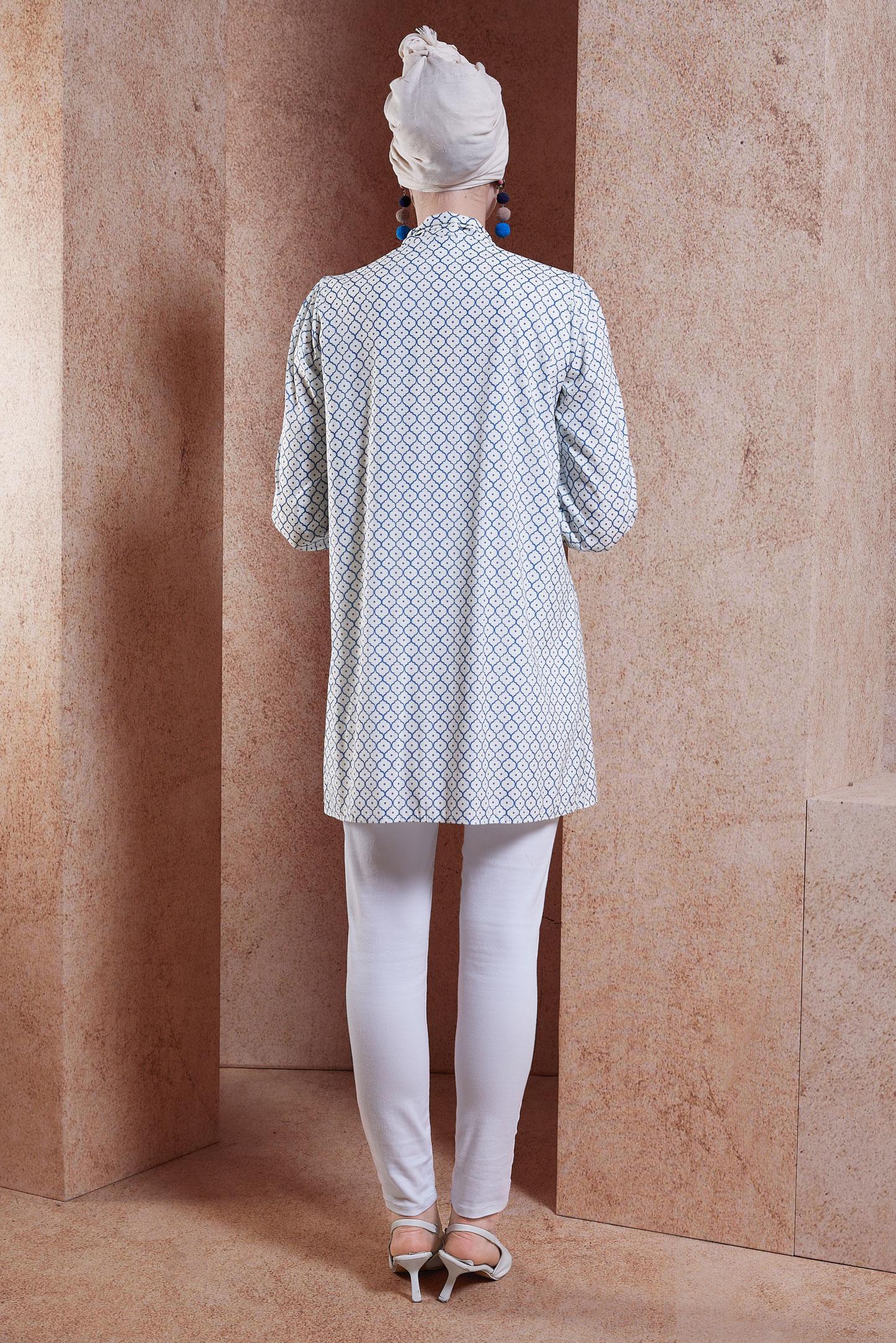 Tesettür giyim BEJ DESENLİ TUNİK 44547