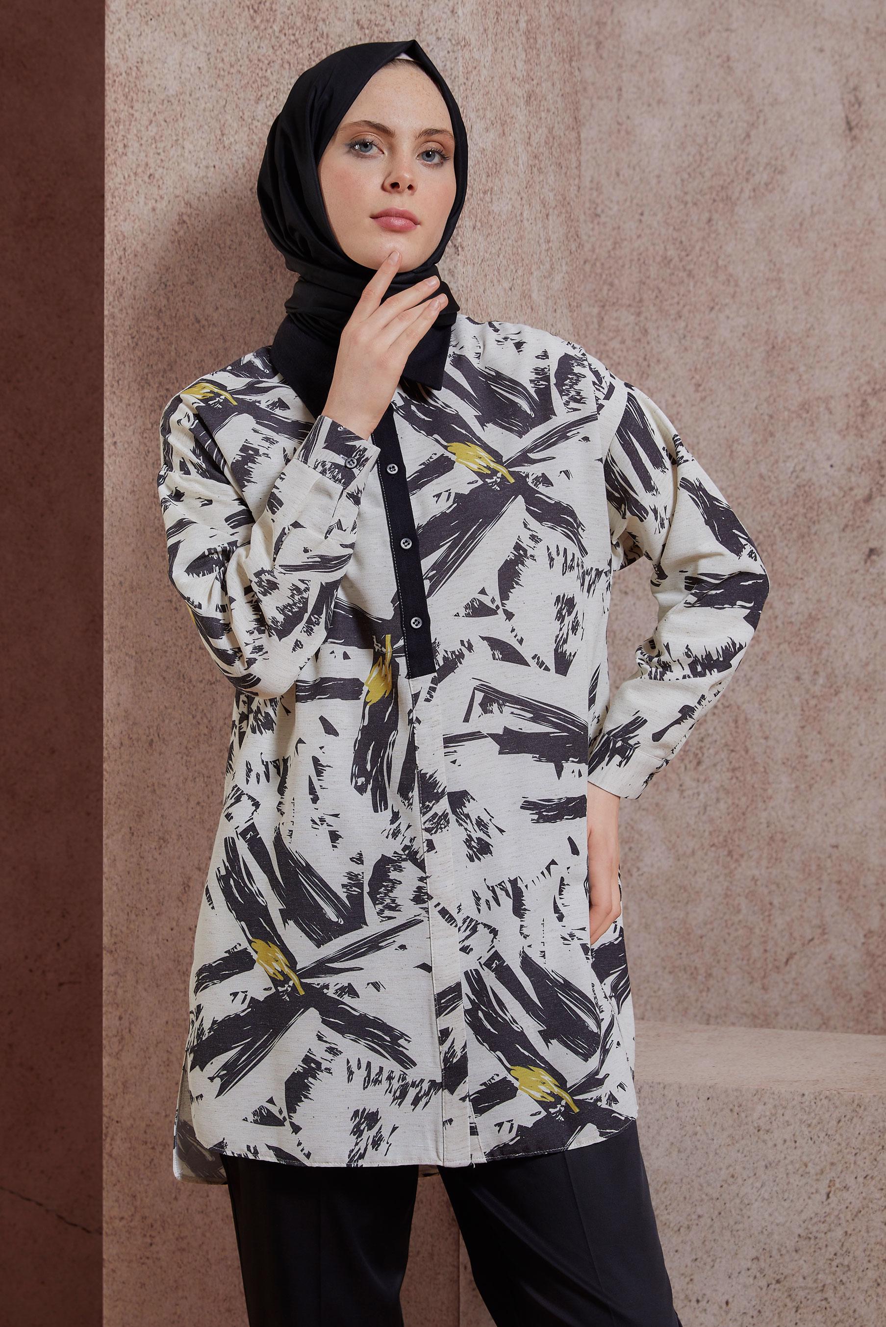 Hijab clothing BLACK PATTERNED TUNIC 44551