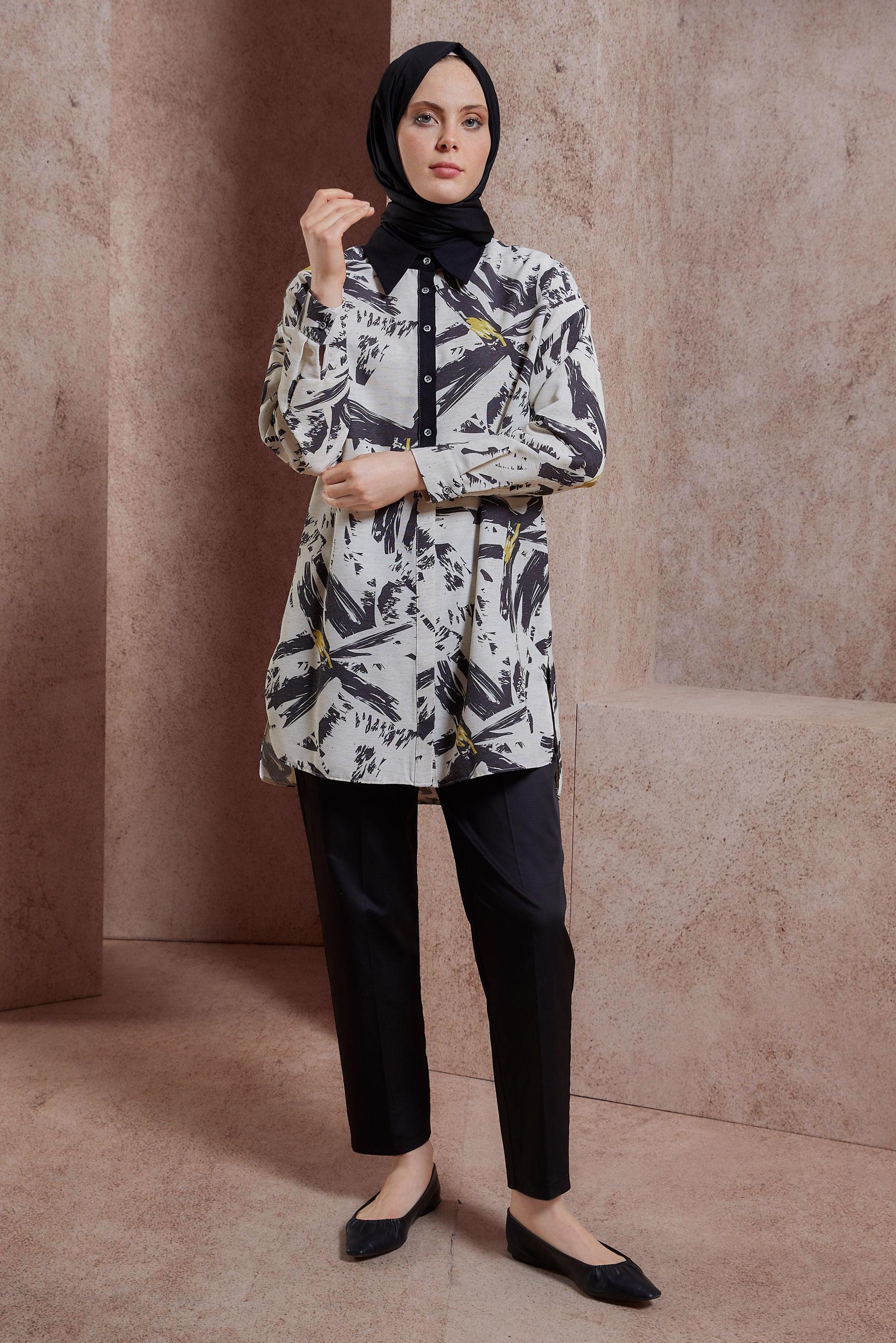 Hijab clothing BLACK PATTERNED TUNIC 44551