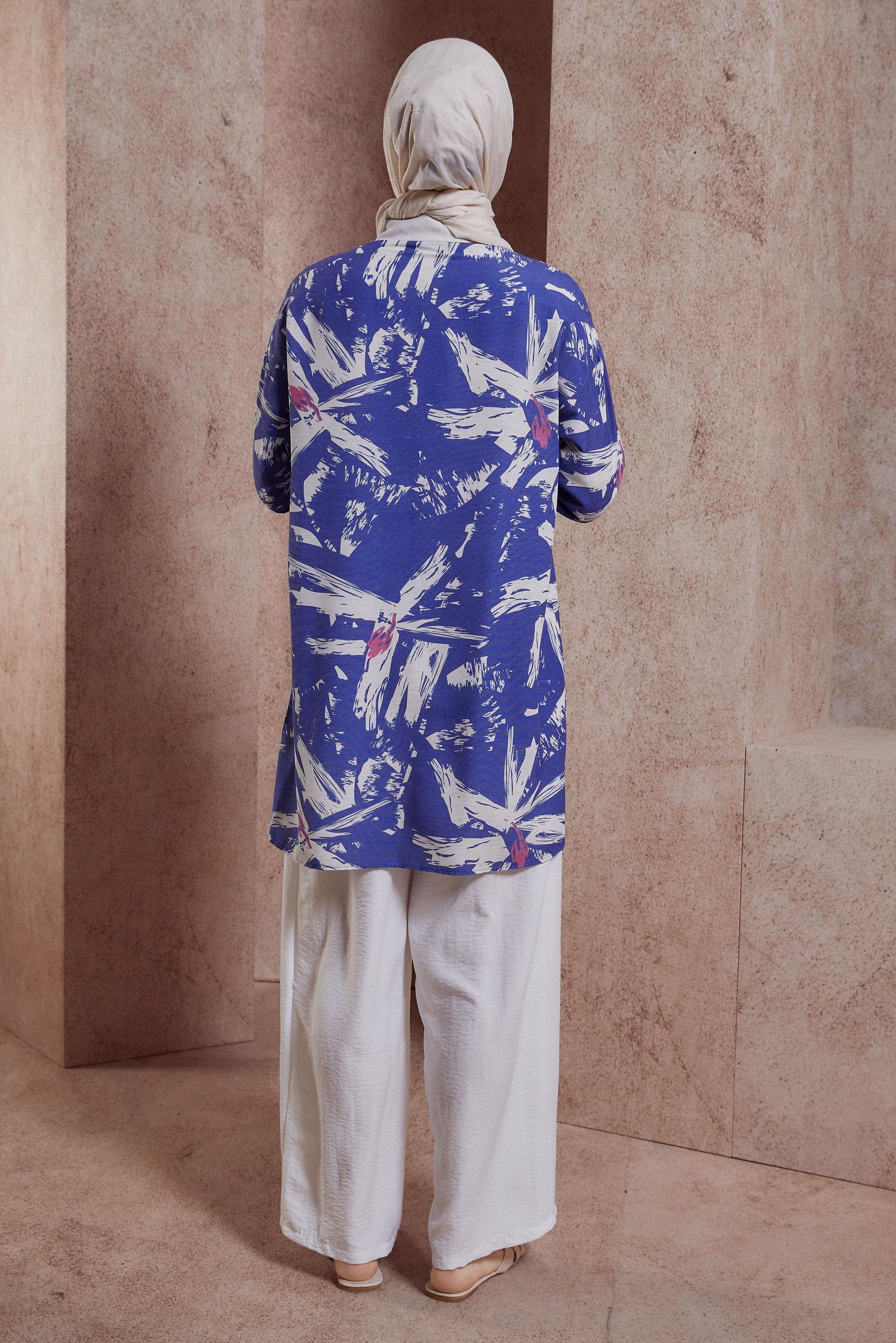 Tesettür giyim LACİVERT DESENLİ TUNİK 44551