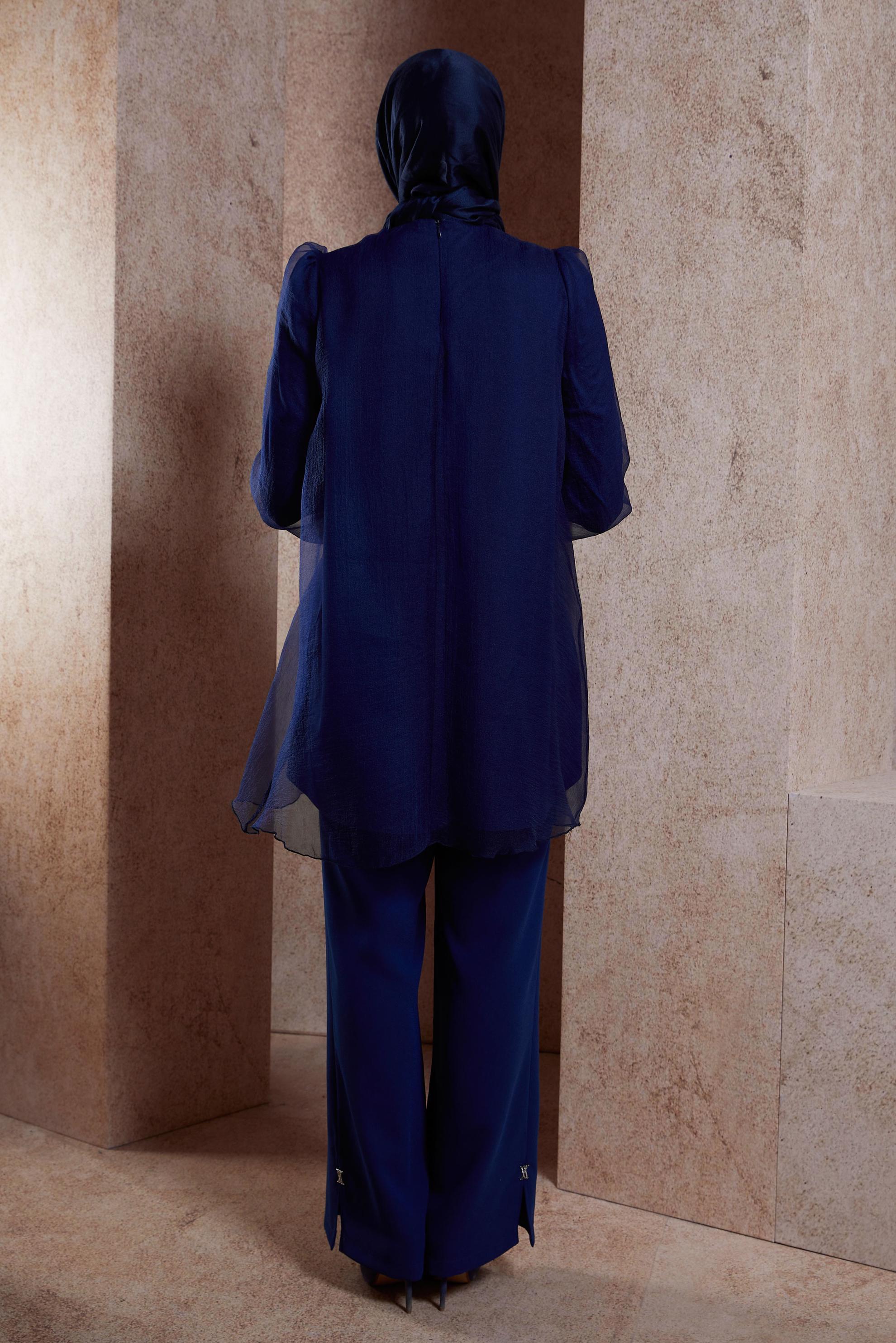 Tesettür giyim LACİVERT AKSESUAR DETAYLI TUNİK 44552