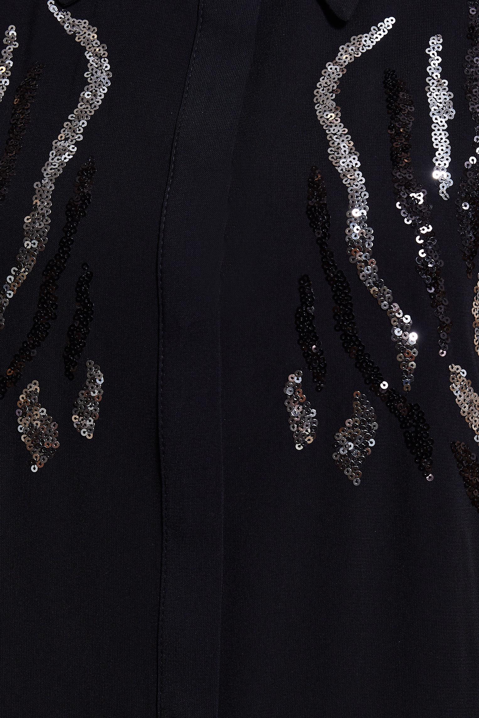 Tesettür giyim SİYAH PUL DETAYLI GÖMLEK YAKA TUNİK 44569