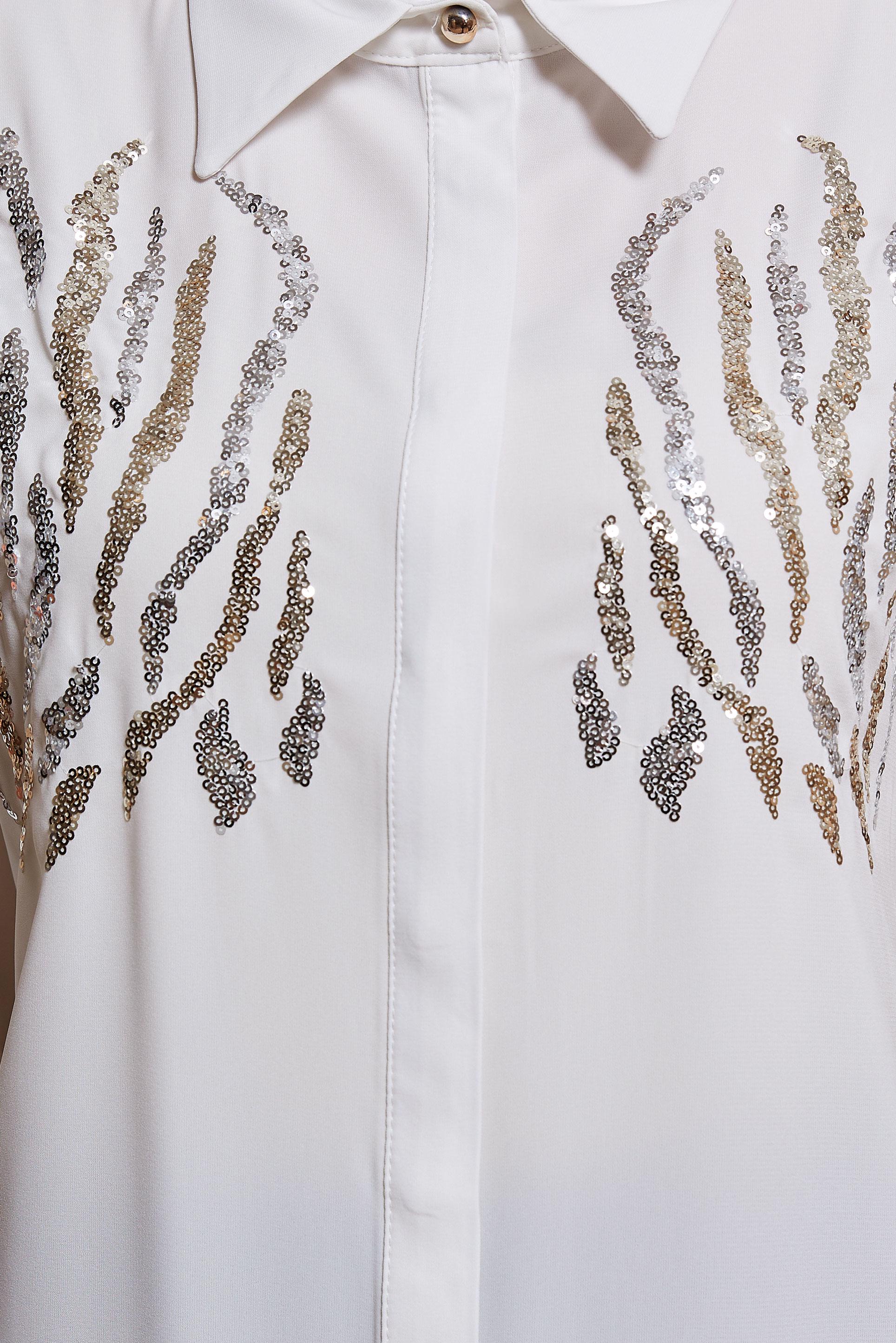 Tesettür giyim BEYAZ PUL DETAYLI GÖMLEK YAKA TUNİK 44569