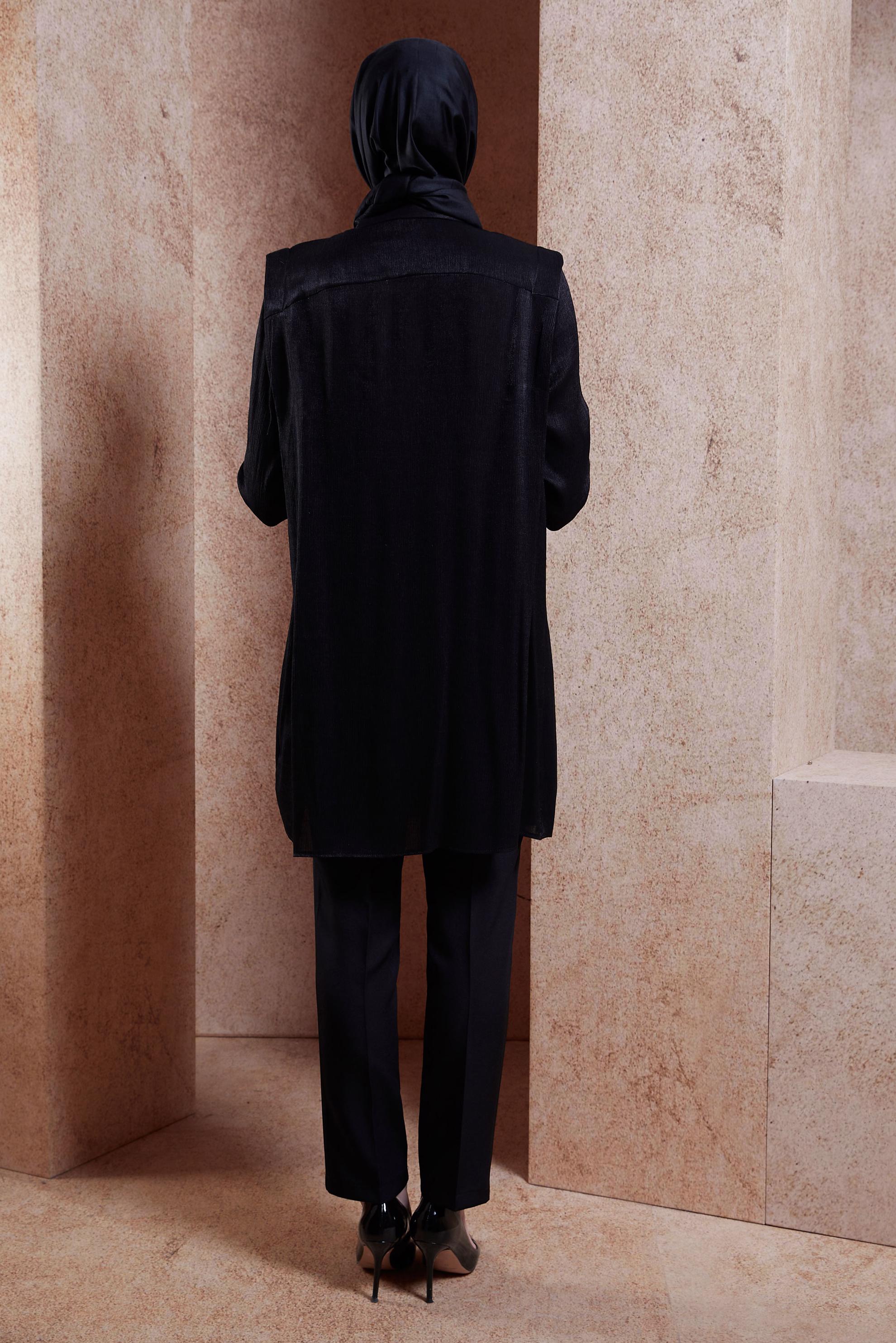Vêtements hijab NOIR TUNIQUE DÉTAILLÉE FUMER 44580