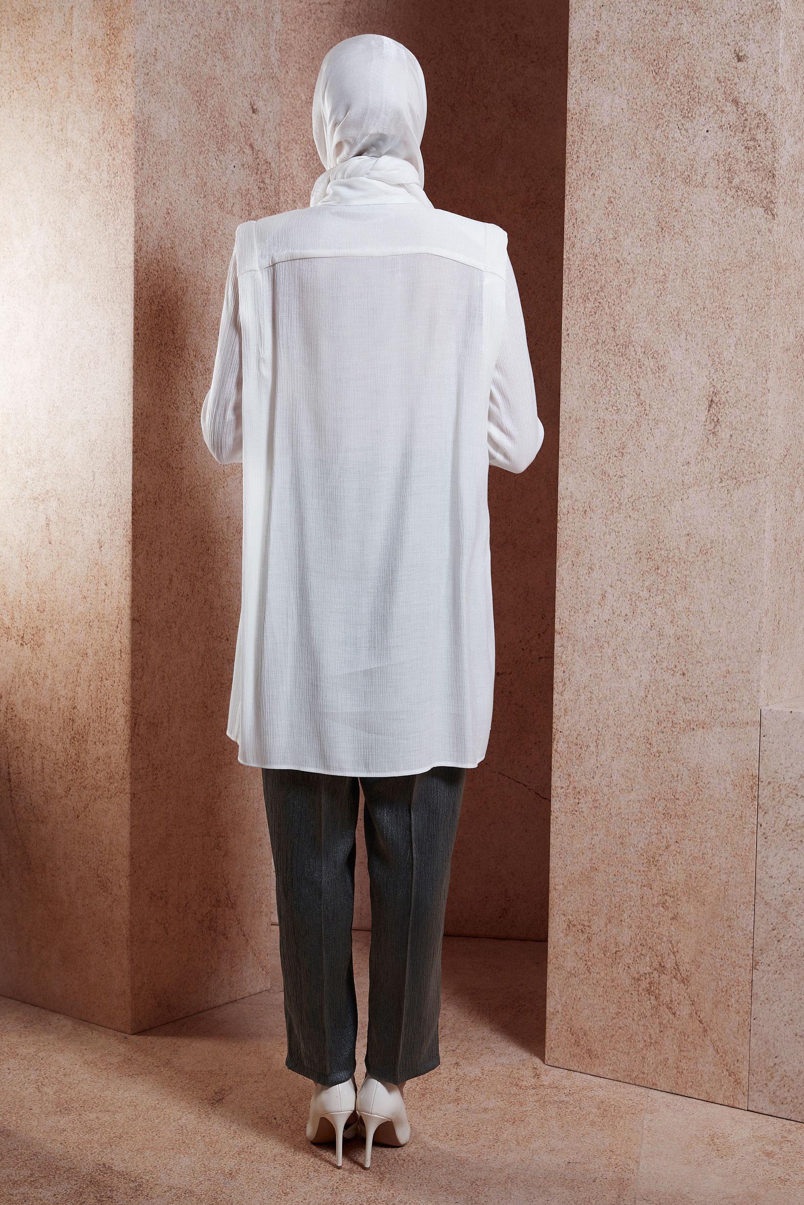 Vêtements hijab BLANC TUNIQUE DÉTAILLÉE FUMER 44580