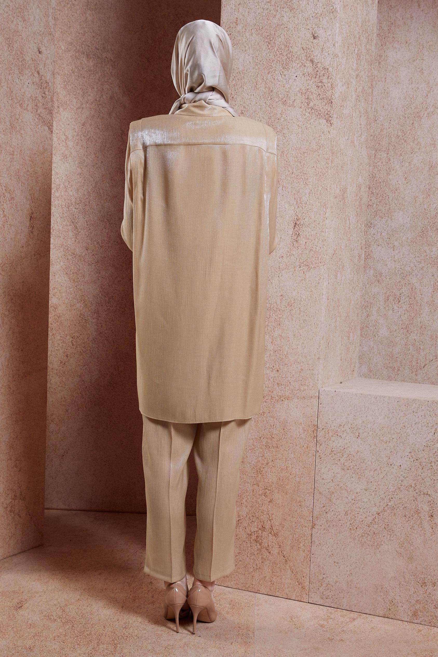 Tesettür giyim ALTIN BÜZGÜ DETAYLI TUNİK 44580