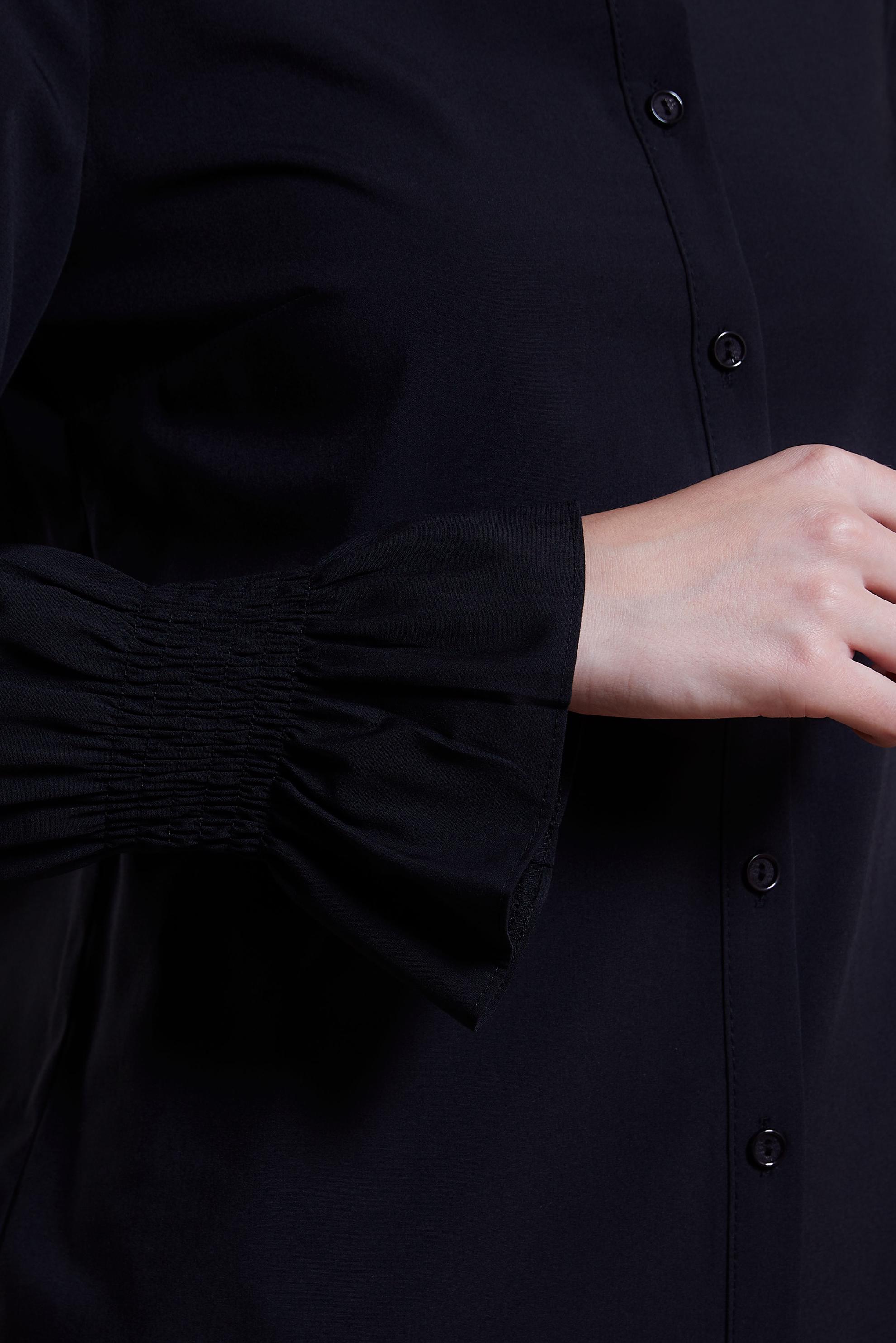 Tesettür giyim SİYAH GÖMLEK YAKA TESETTÜR TUNİK 44581