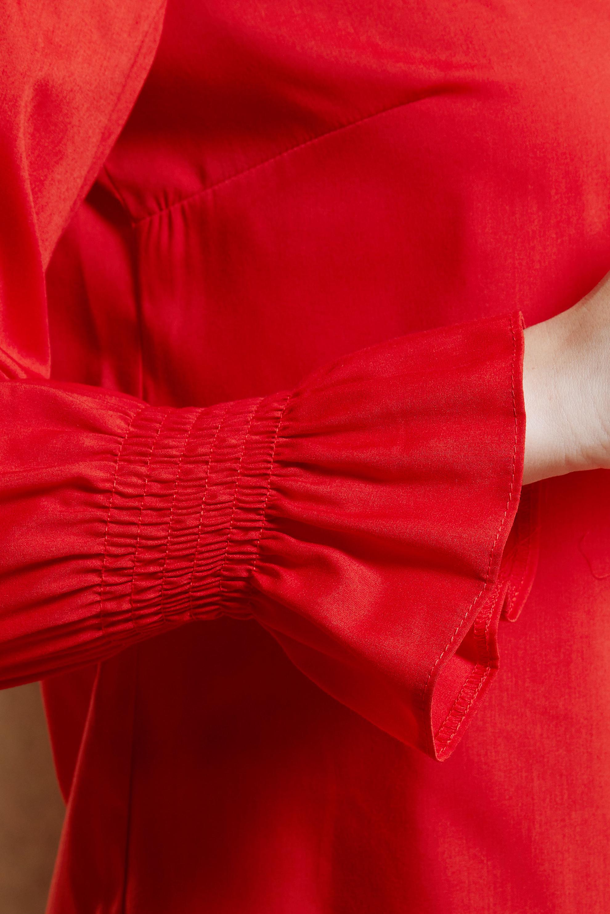 Tesettür giyim KIRMIZI GÖMLEK YAKA TESETTÜR TUNİK 44581