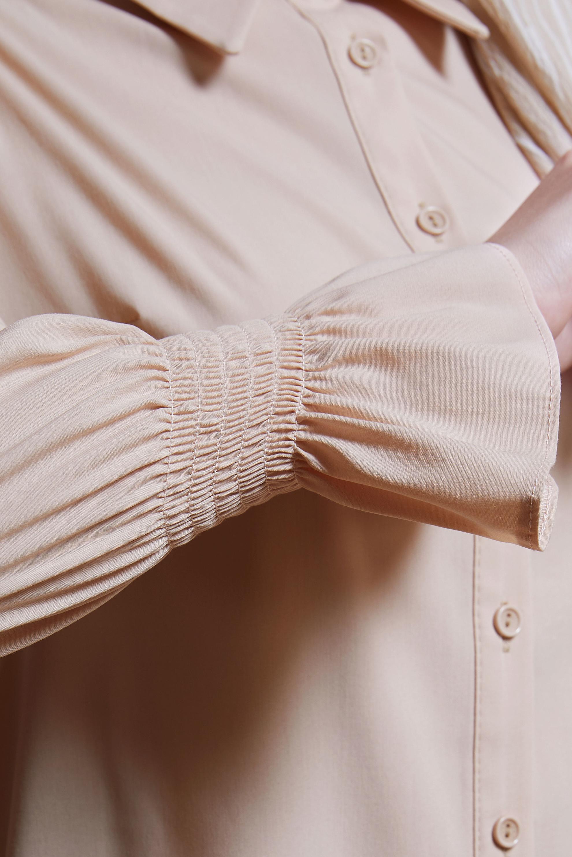 Tesettür giyim BEJ GÖMLEK YAKA TESETTÜR TUNİK 44581