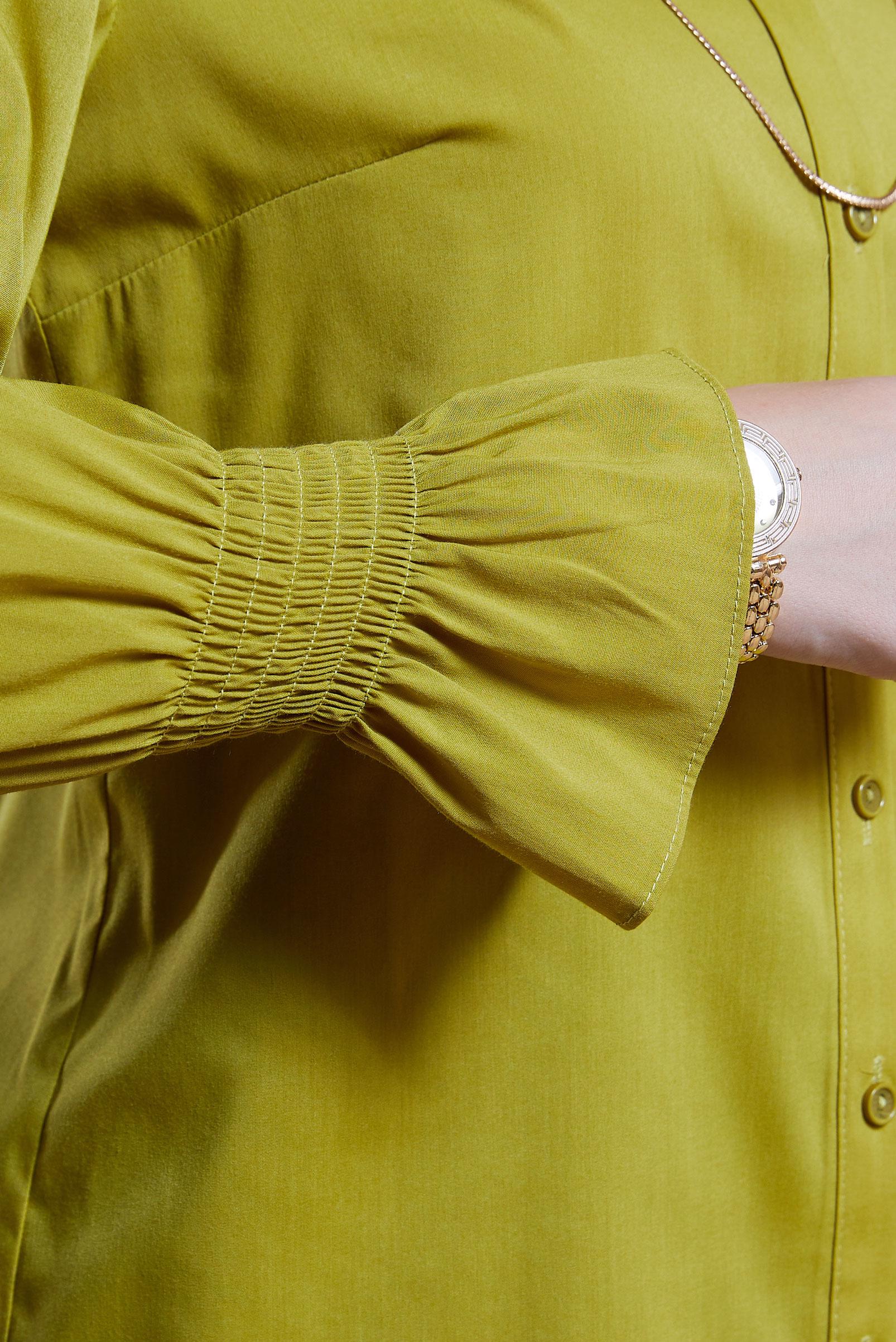 Tesettür giyim YEŞİL GÖMLEK YAKA TESETTÜR TUNİK 44581