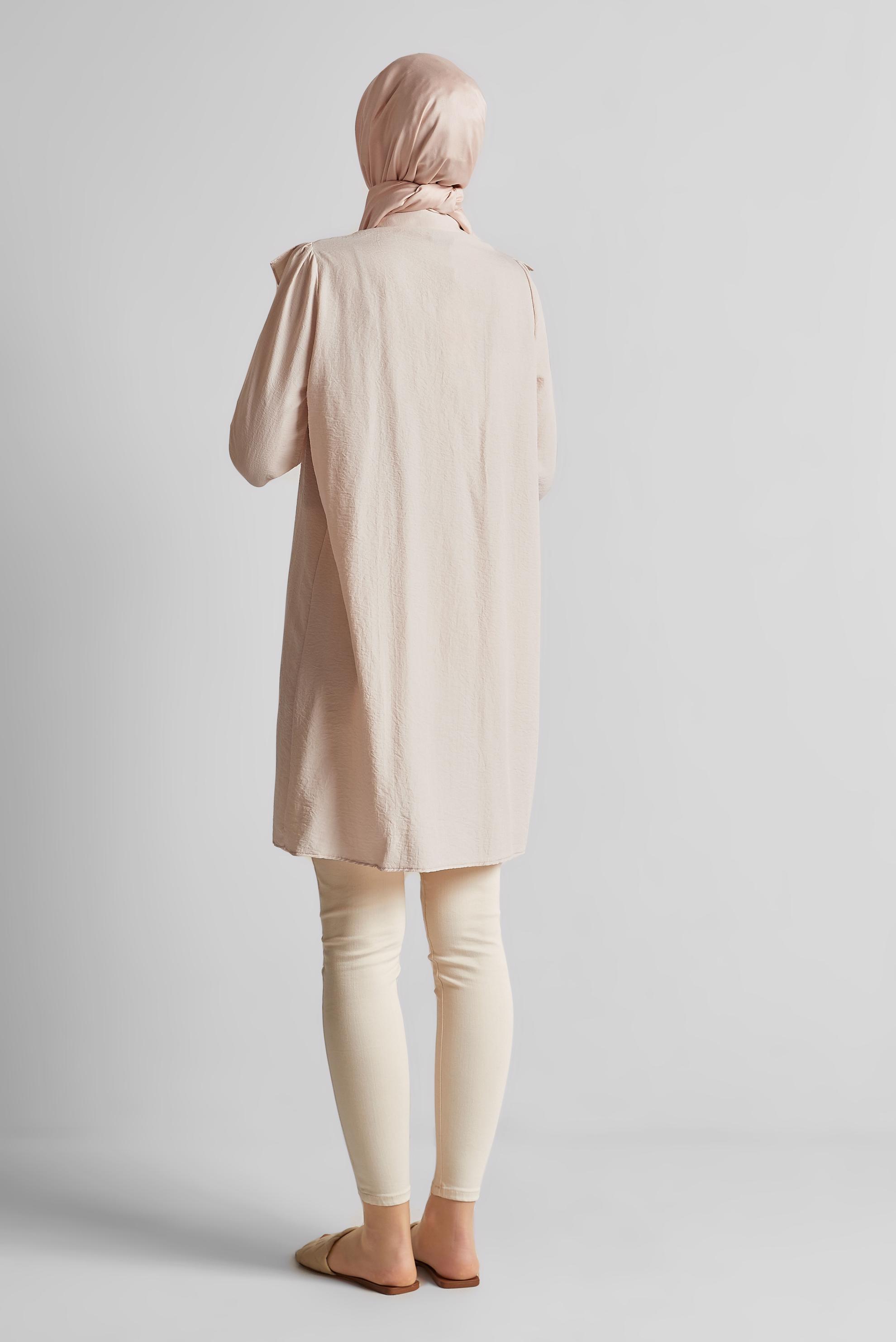 Tesettür giyim PUDRA FIRFIR DETAYLI TUNİK 44585