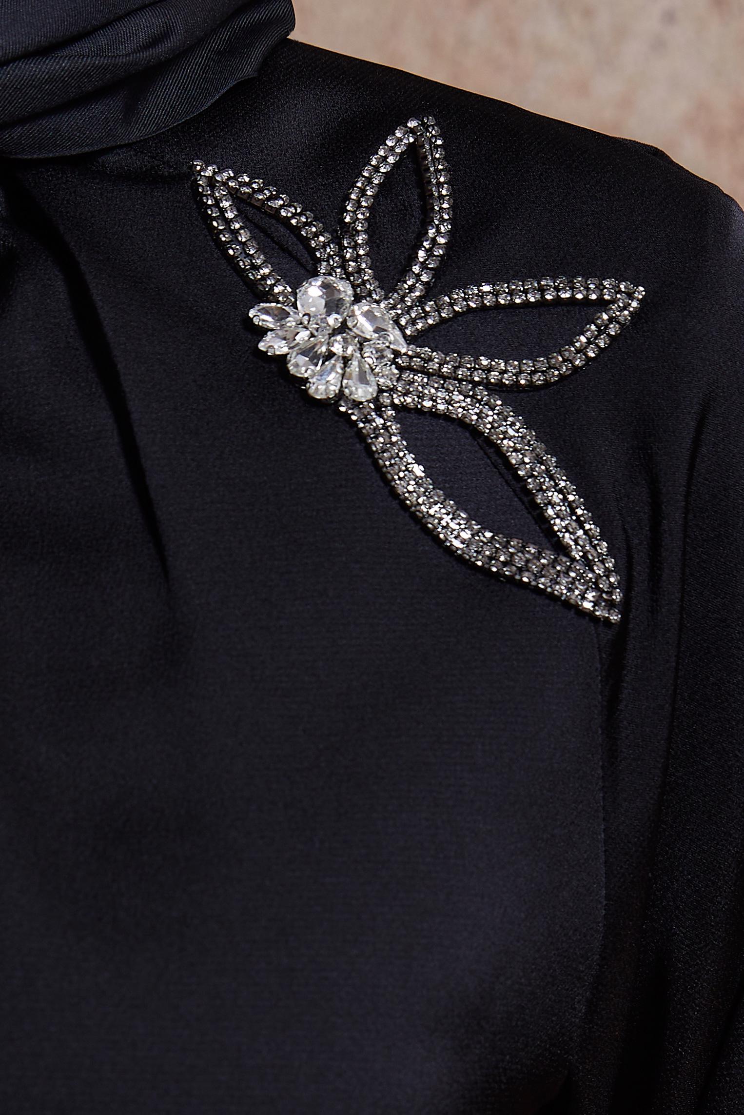 Tesettür giyim SİYAH TAŞ BASKILI SATEN TUNİK 44586