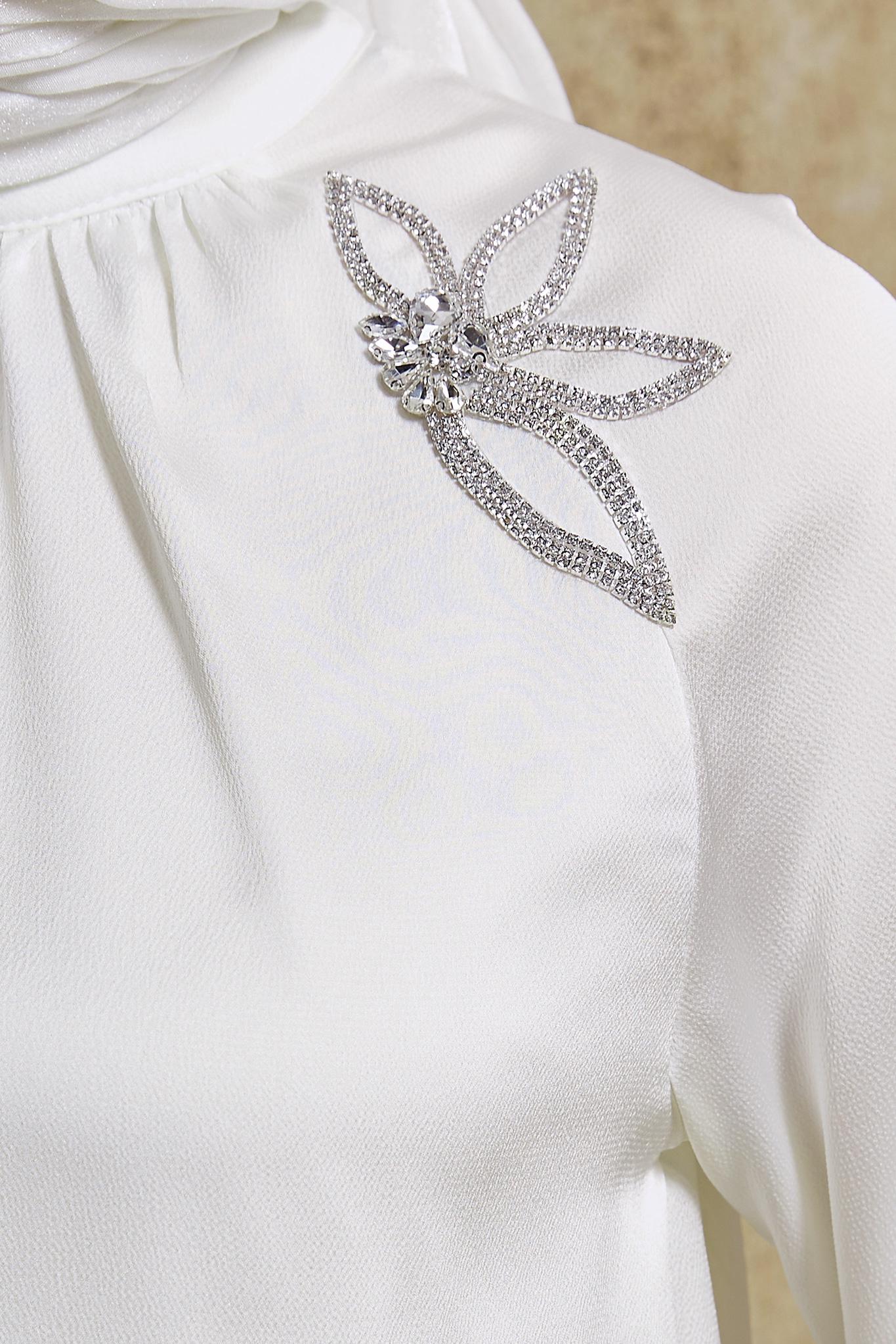 Tesettür giyim BEYAZ TAŞ BASKILI SATEN TUNİK 44586