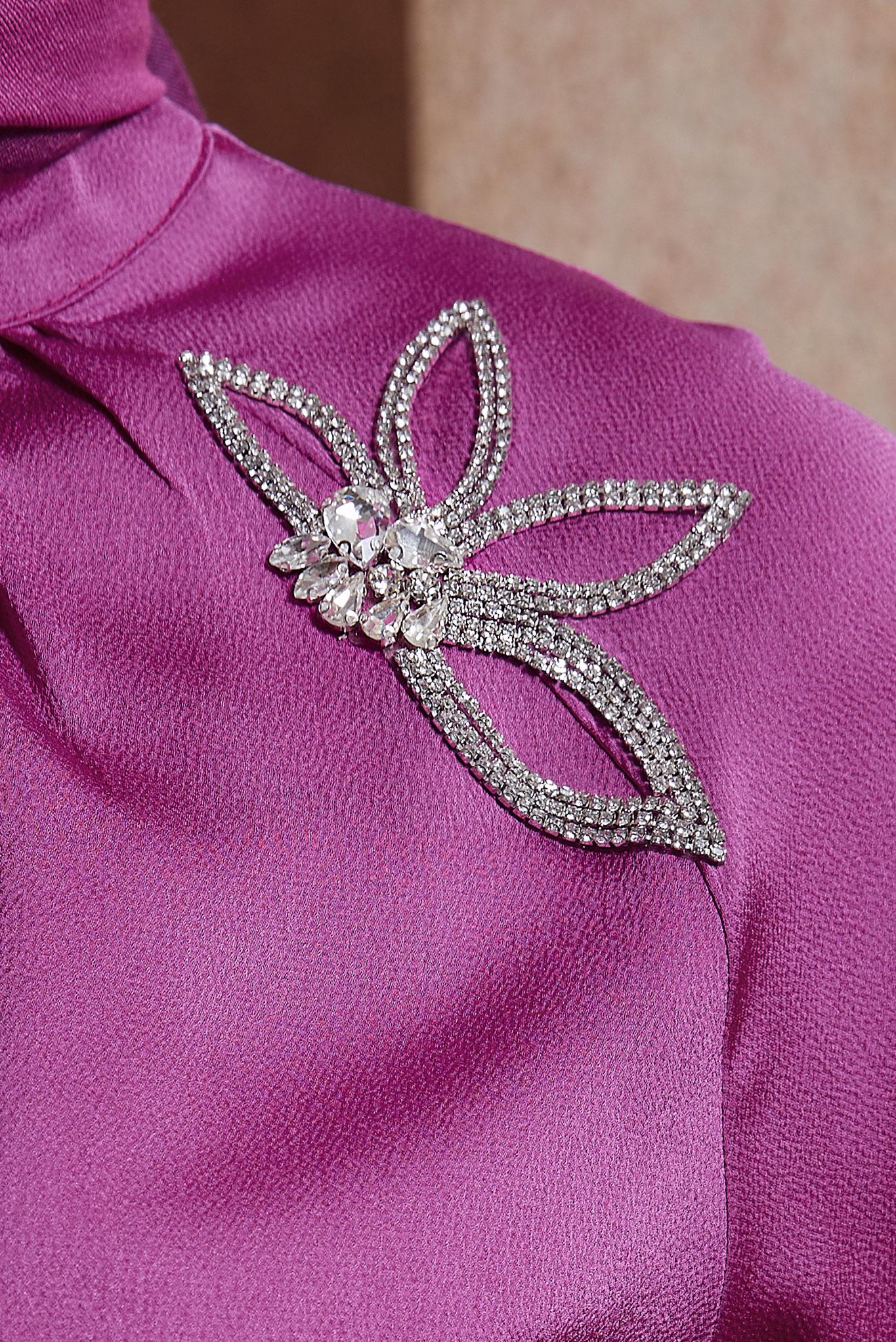 Tesettür giyim FUŞYA TAŞ BASKILI SATEN TUNİK 44586