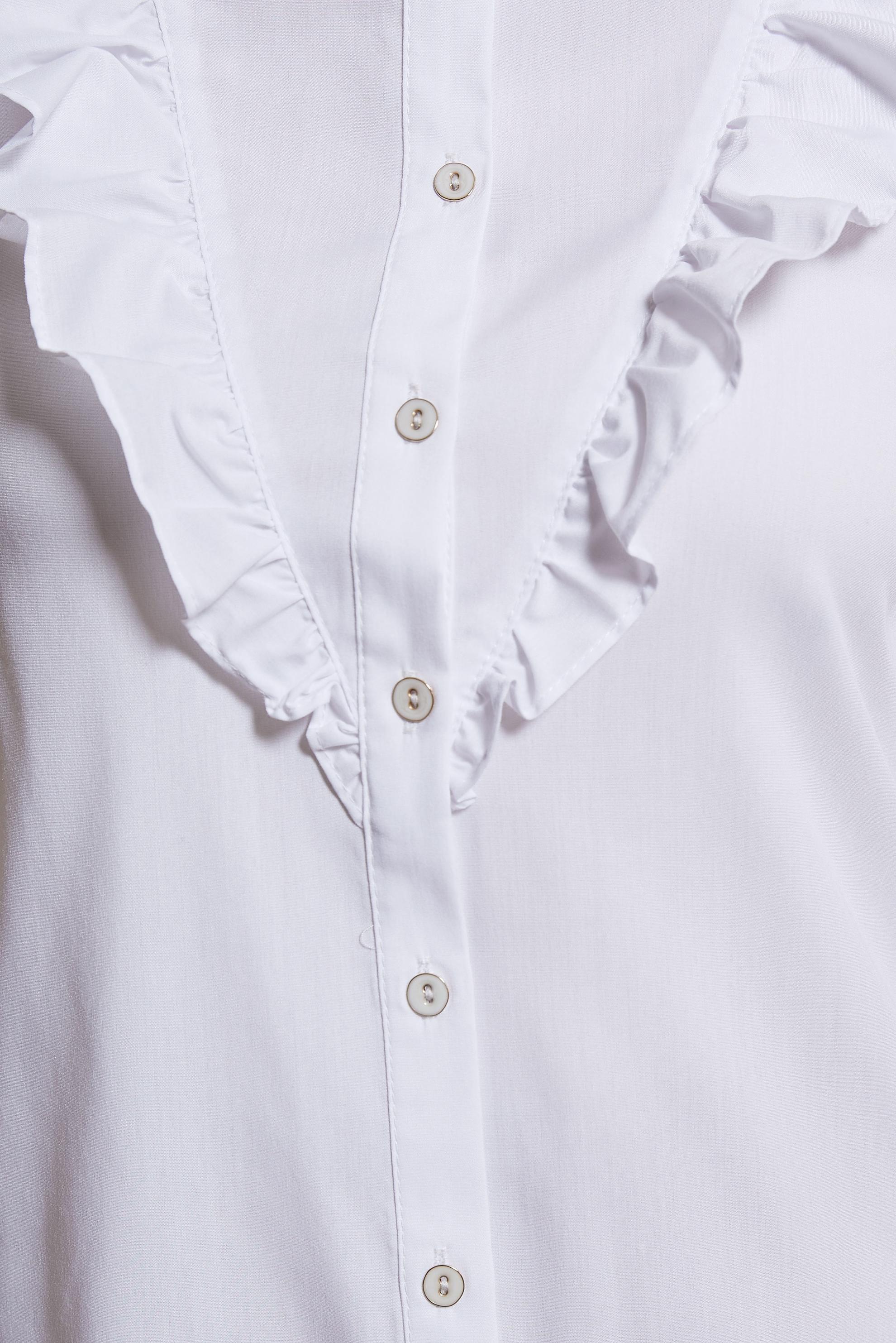 Tesettür giyim BEYAZ FIRFIR DETAYLI GÖMLEK TUNİK 44589