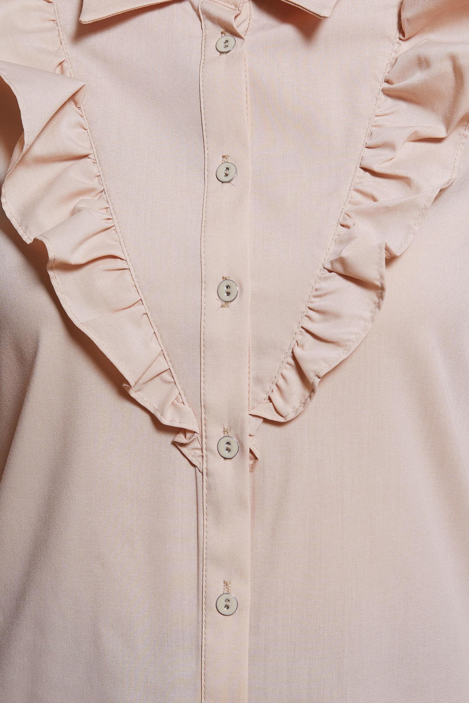 Tesettür giyim BEJ FIRFIR DETAYLI GÖMLEK TUNİK 44589