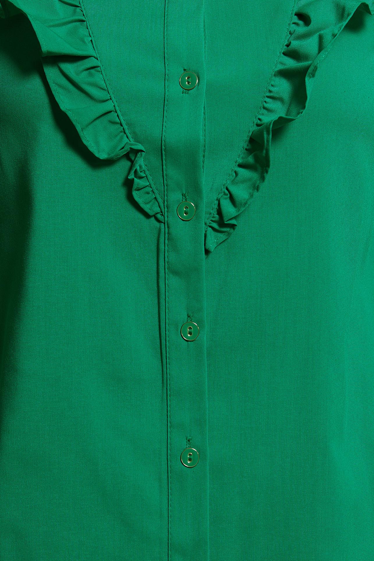 Tesettür giyim YEŞİL FIRFIR DETAYLI GÖMLEK TUNİK 44589