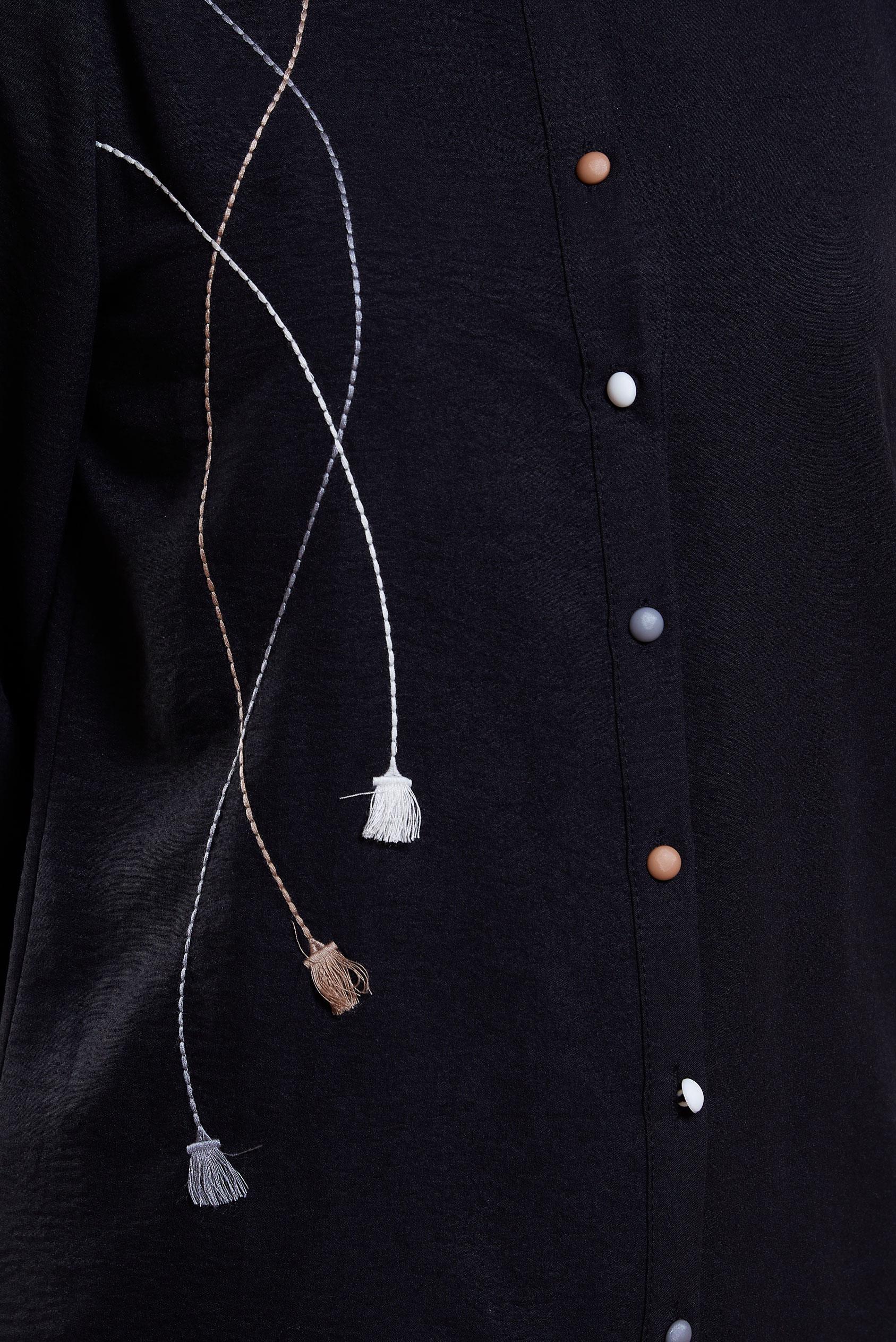 Tesettür giyim SİYAH PÜSKÜL DETAYLI TESETTÜR TUNİK 44591