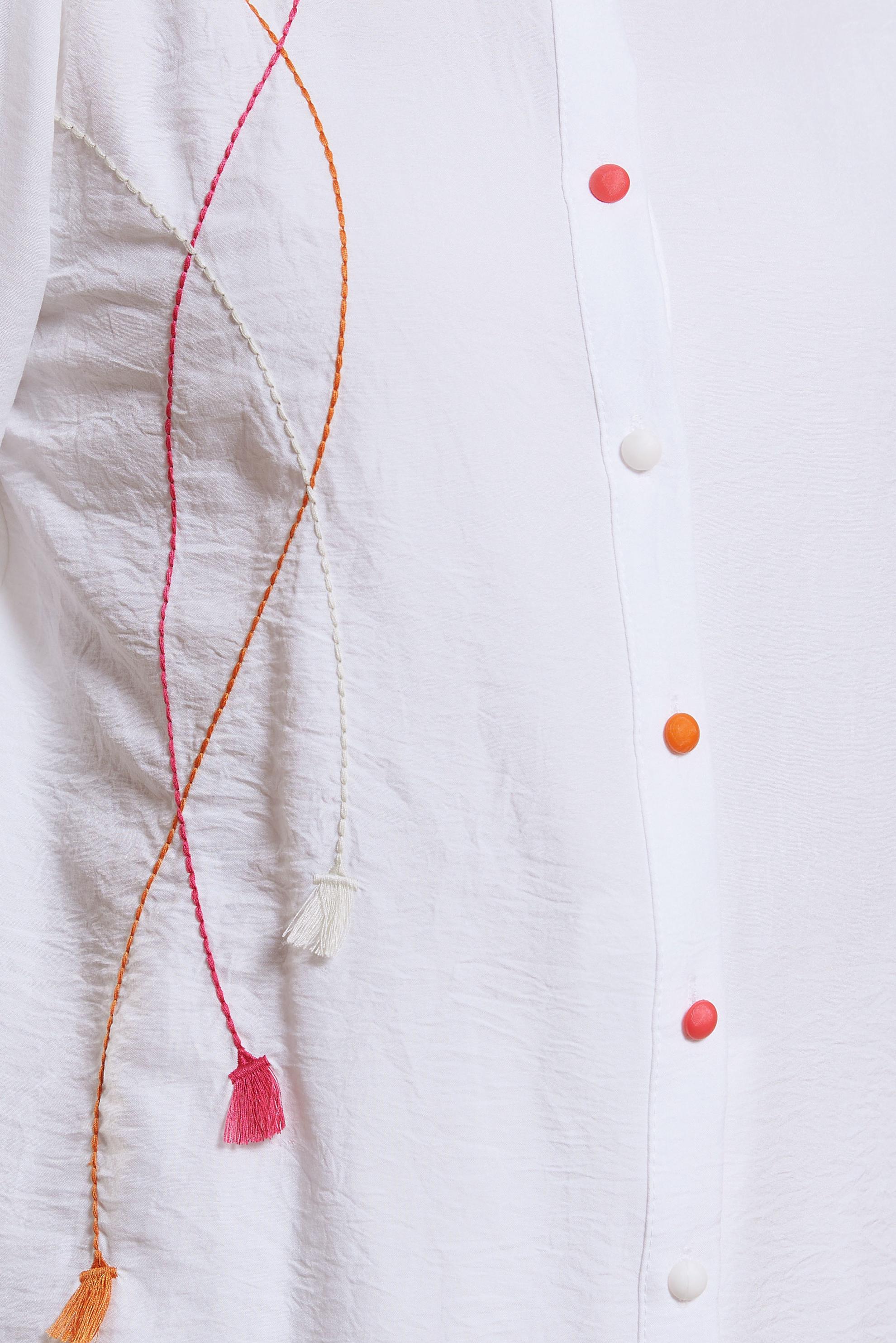 Vêtements hijab BLANC TUNIQUE MODESTE À FRANGES 44591