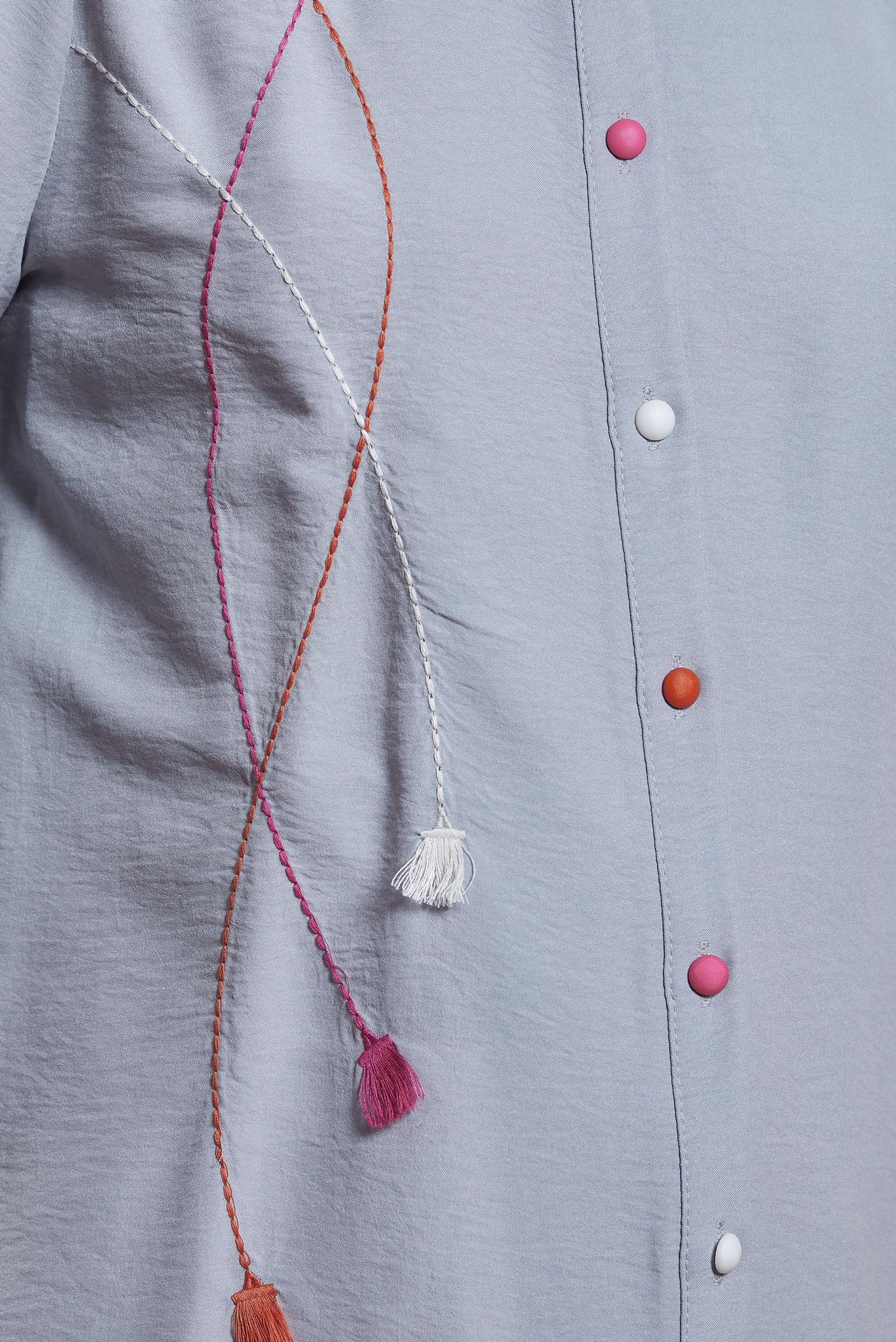 Tesettür giyim GRİ PÜSKÜL DETAYLI TESETTÜR TUNİK 44591