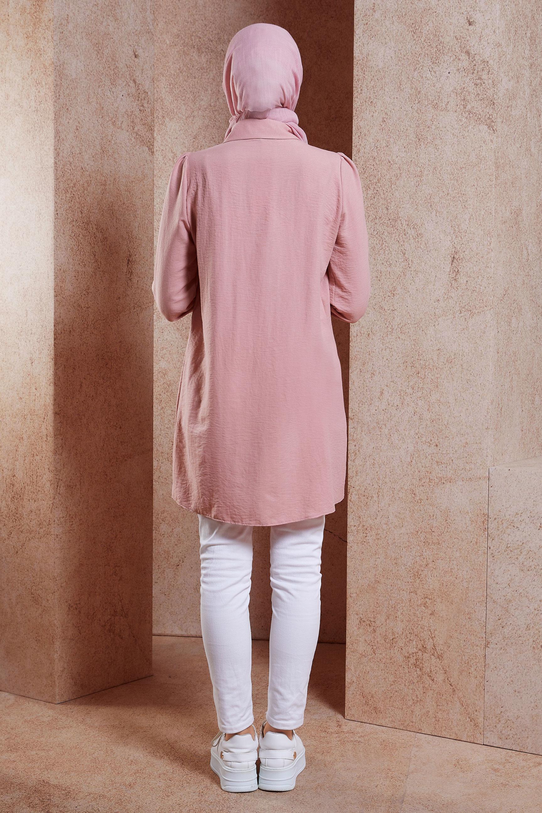 Vêtements hijab POUDRE TUNIQUE MODESTE À FRANGES 44591