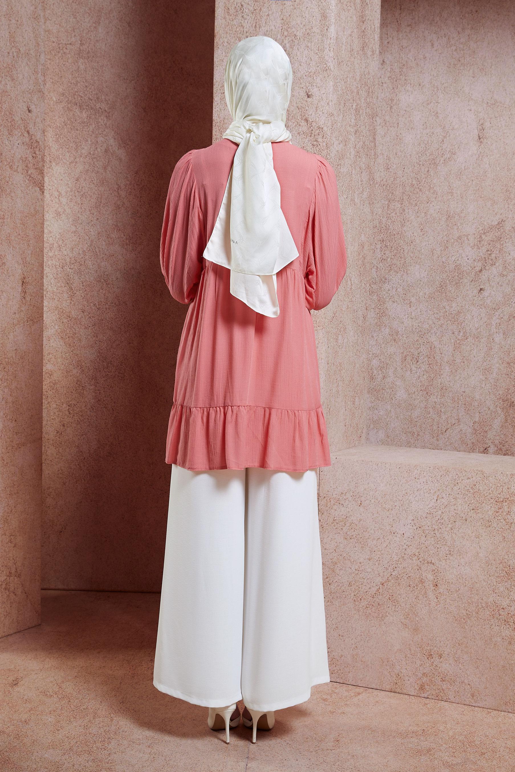 Tesettür giyim MERCAN VOLANLI TESETTÜR TUNİK 44592