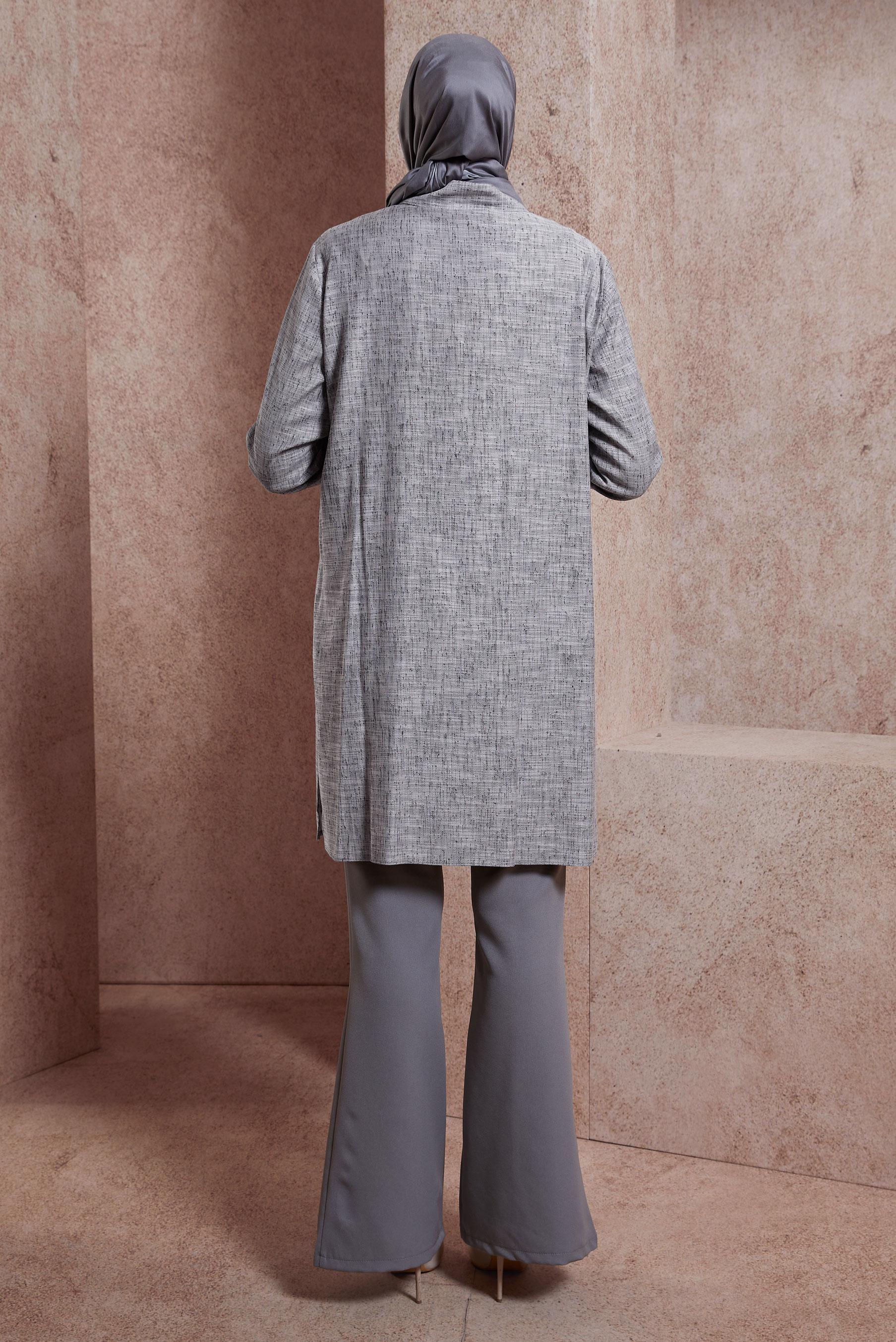 Tesettür giyim SİYAH GÖMLEK YAKA TUNİK 44593