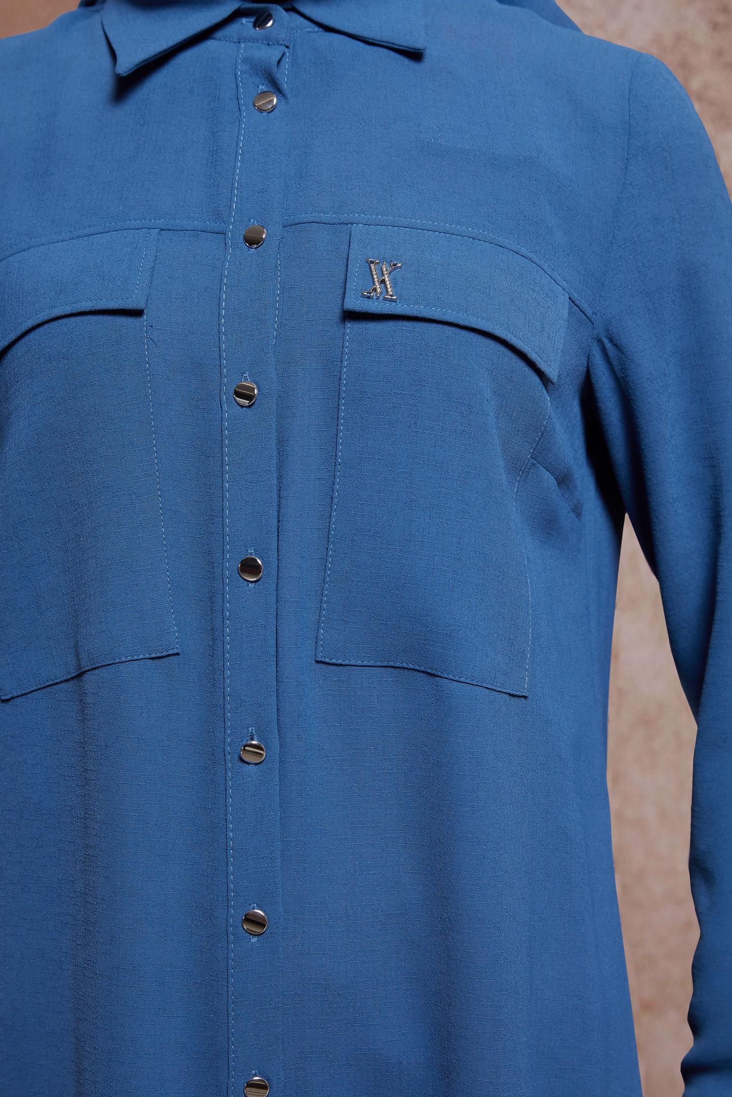 Tesettür giyim LACİVERT GÖMLEK YAKA TESETTÜR TUNİK 44594