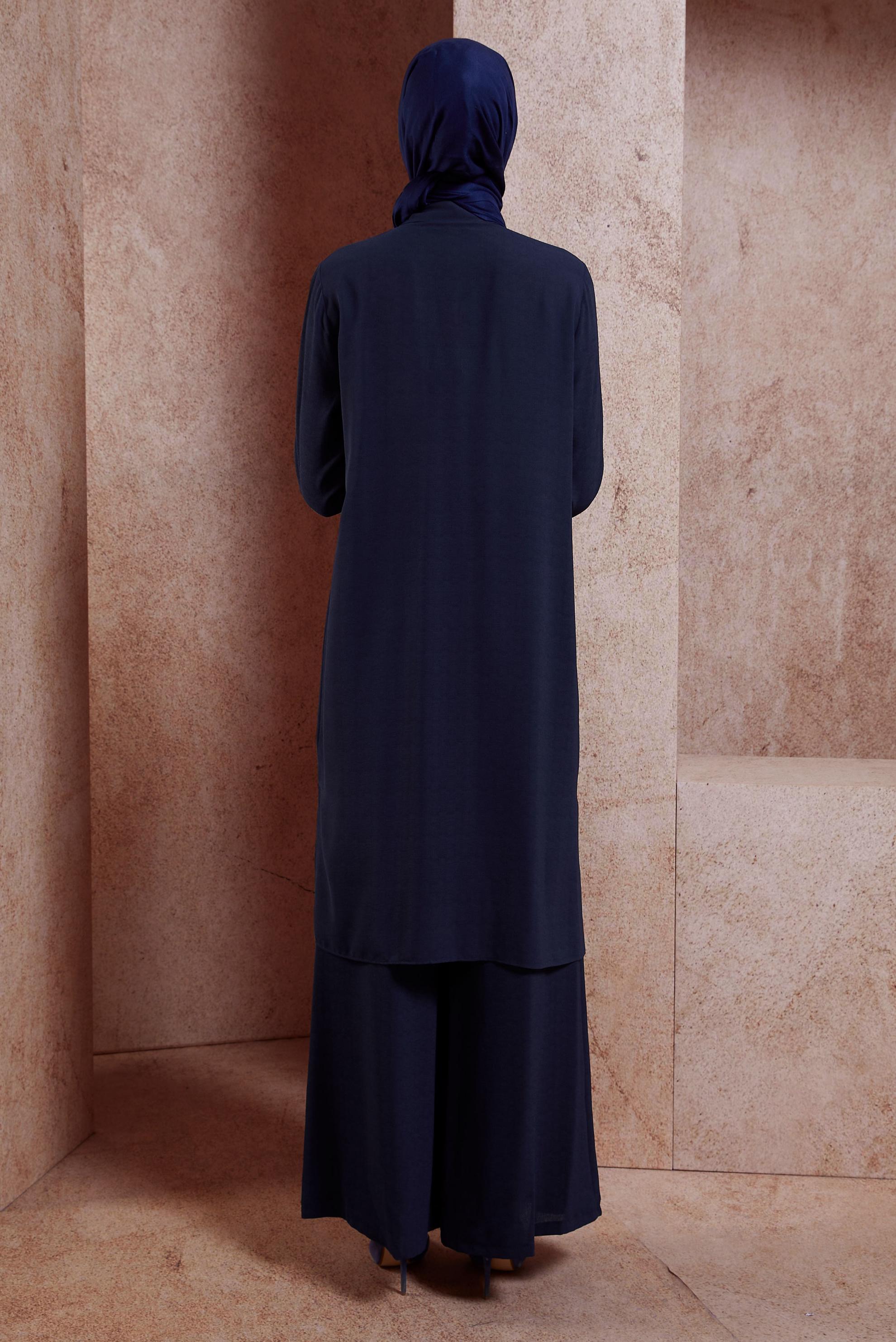 Tesettür giyim LACİVERT GÖMLEK YAKA TESETTÜR TUNİK 44594