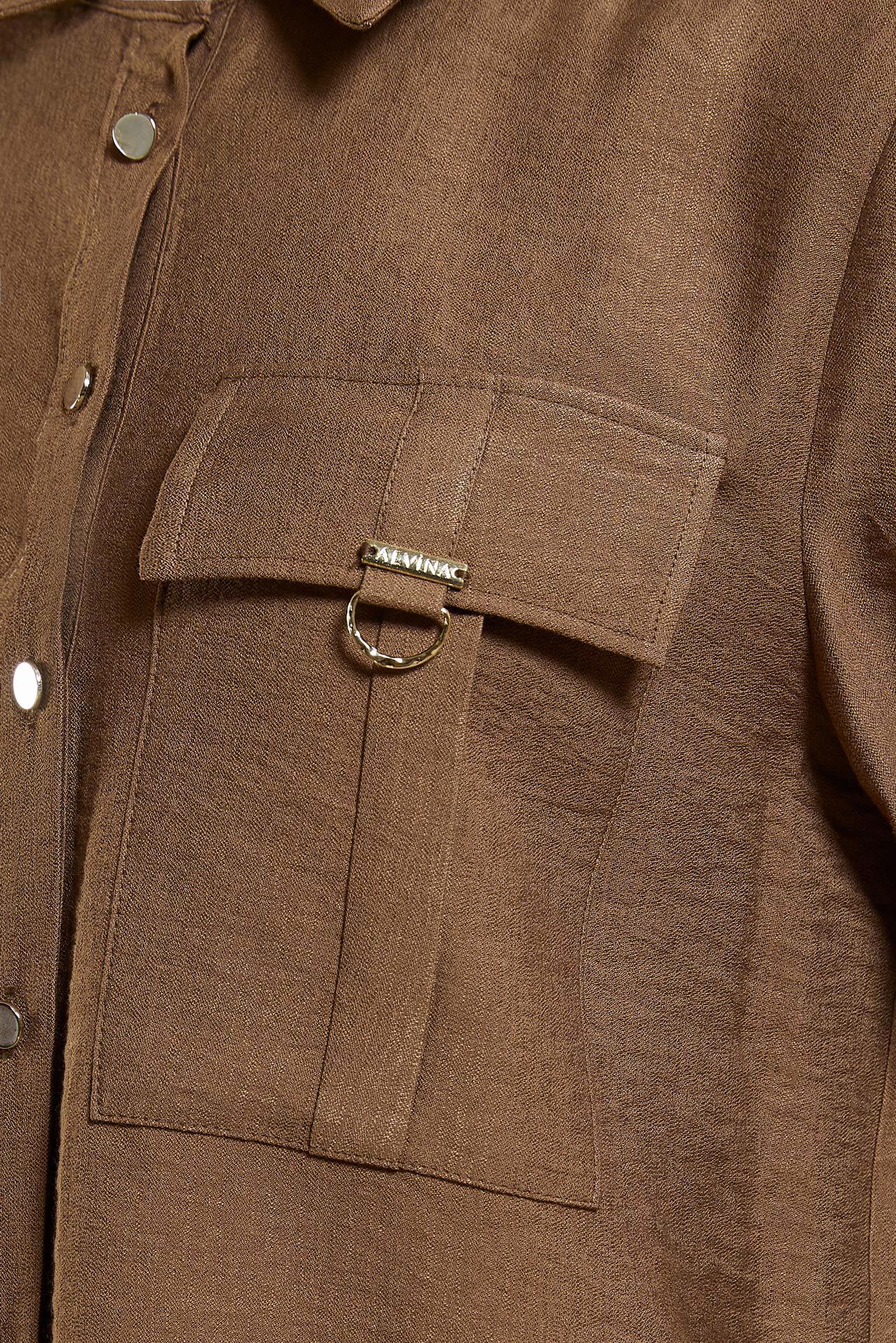 Tesettür giyim KAHVE GÖMLEK YAKA TESETTÜR TUNİK 44598